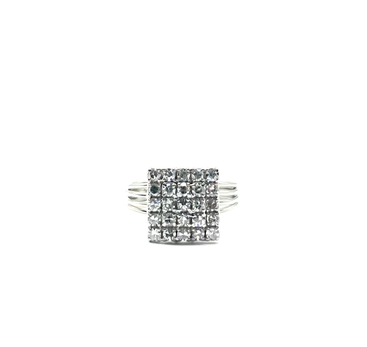 3/4 Carat Platinum Natural Diamond Square Cluster Ring for Women - Elegant Wedding, Engagement & Anniversary Jewelry Gift