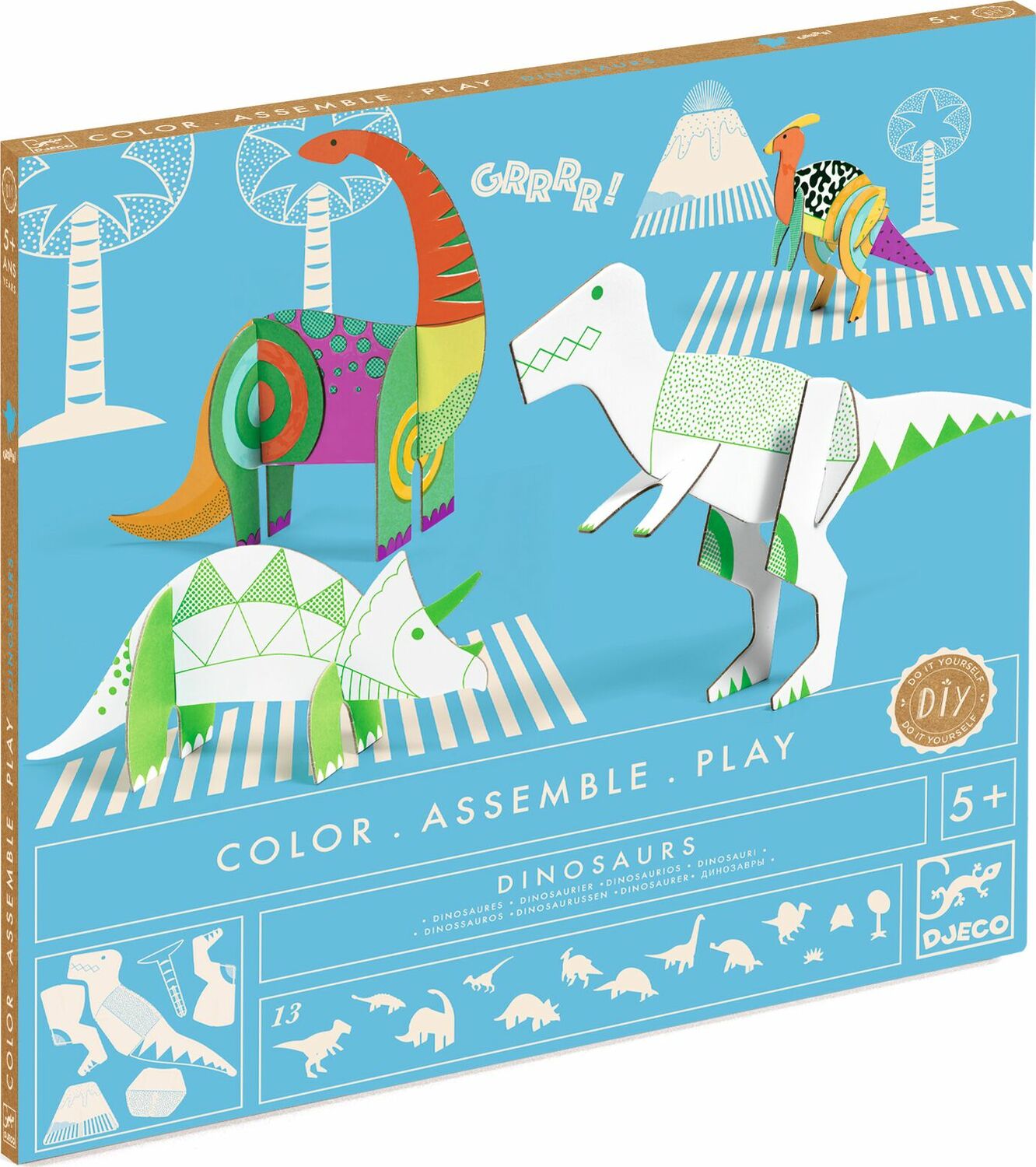 Dinosaurs Color, Assemble & Play - Creative DIY Dinosaur Toy Set for Kids - Perfect for Birthday Gifts, Classroom Activities & STEM Learning