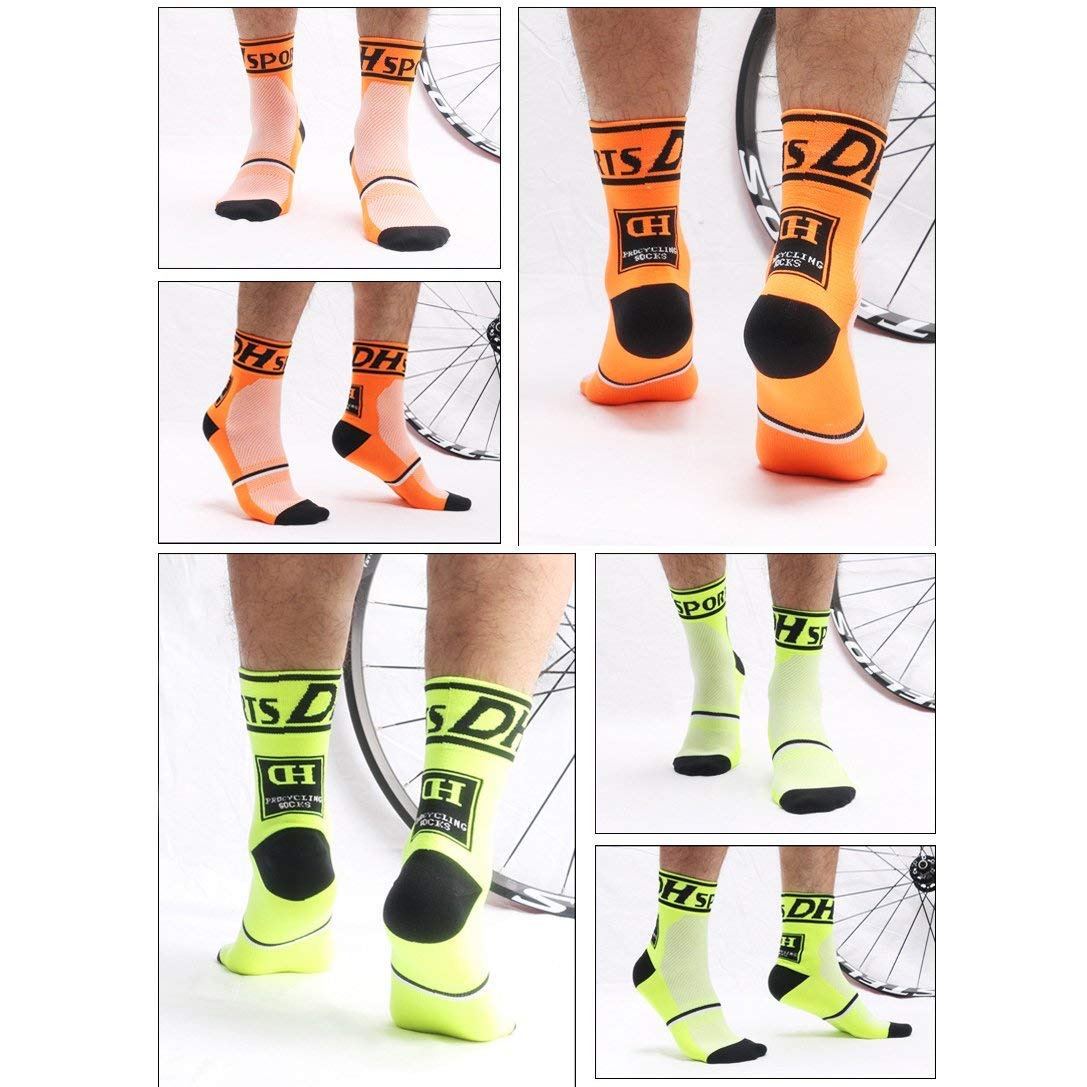 6-Pack Breathable Cycling Socks & 6-Pack Cushioned Soccer Socks for Men & Women - Moisture-Wicking Athletic Socks for Biking, Running, Gym & Sports Activities