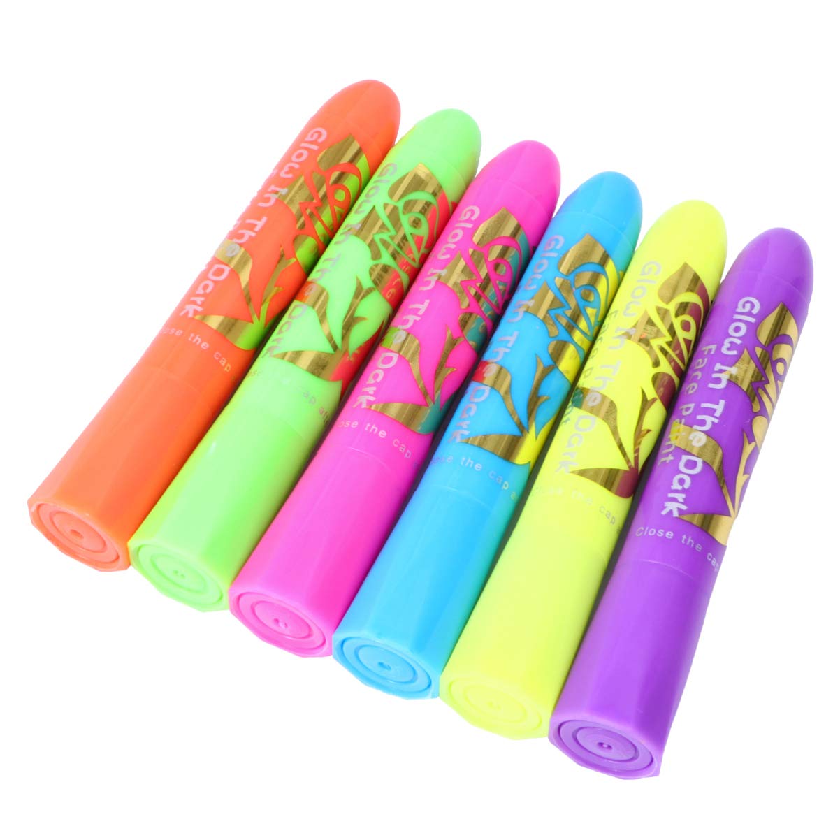 EXCEART 6-Color Luminous Face Paint Crayons | Washable Body Art Pens for Halloween, Birthday Parties & Costume Events | Safe for Kids Face Painting & Festival Makeup