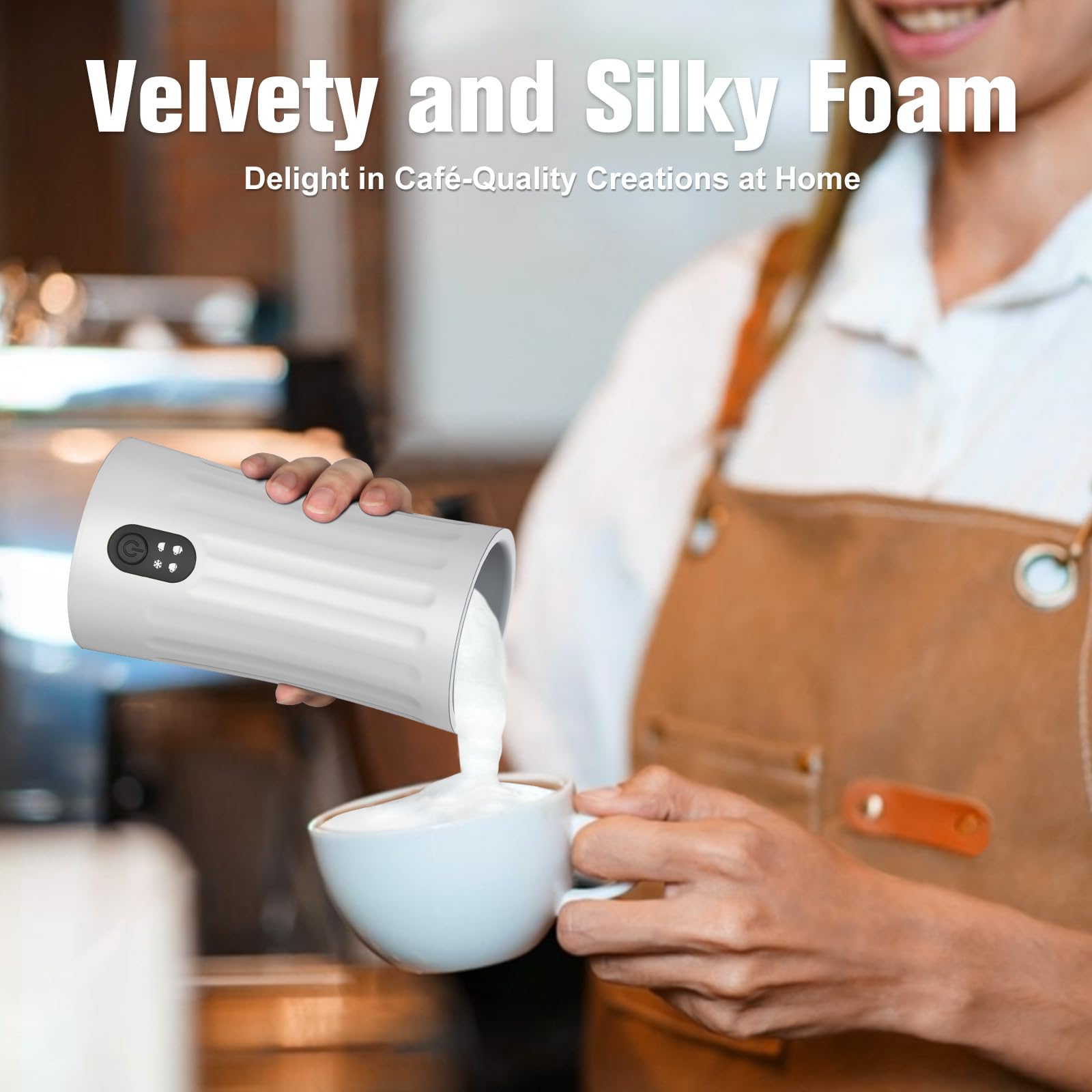 Electric Milk Frother & Steamer - 4-in-1 Automatic Warm & Cold Foam Maker (8.1oz/240ml) for Latte, Cappuccino, Macchiato - Perfect for Home Coffee Bars, Office Use & Gift Giving (White, Model SS-001)