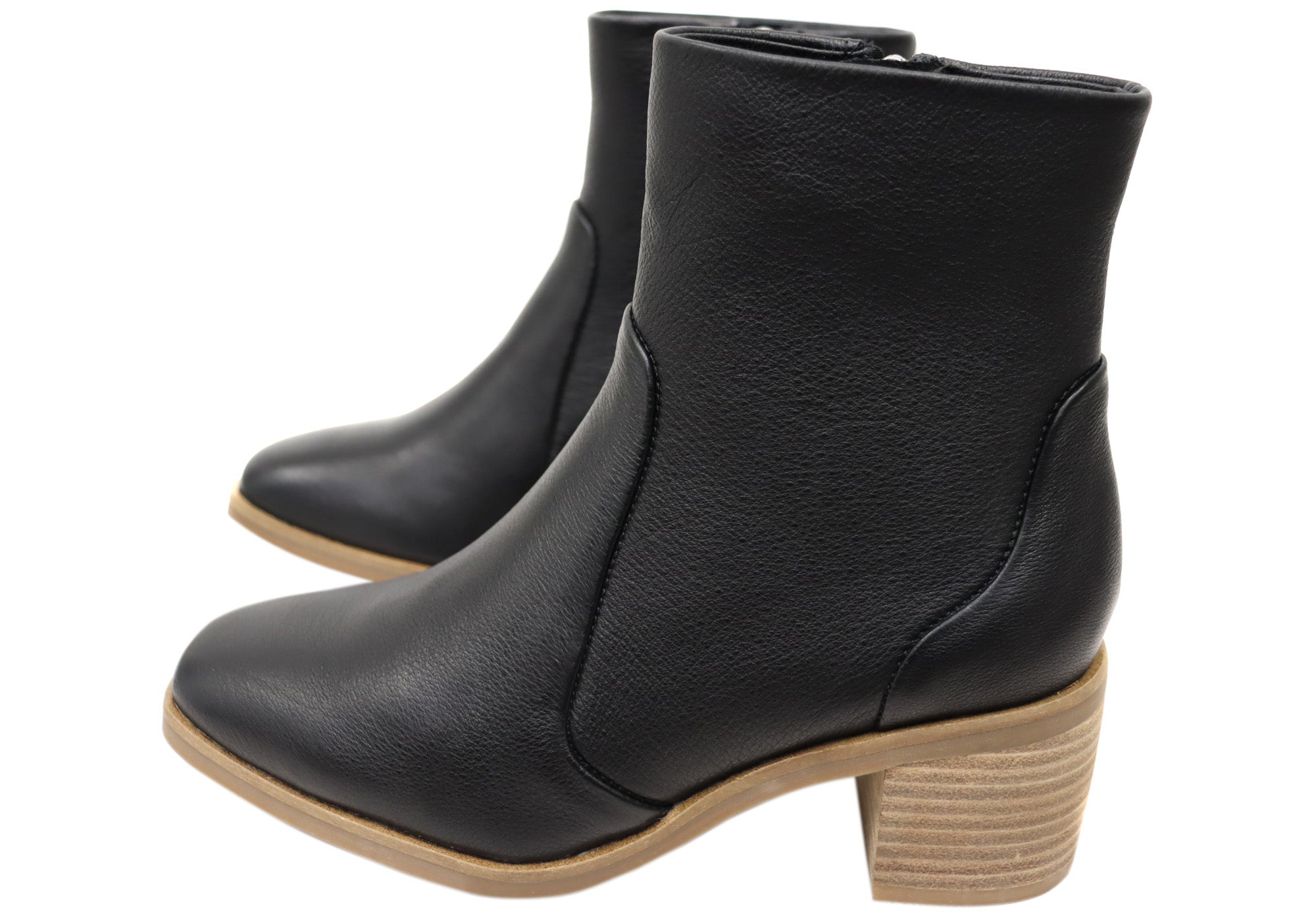 Hush Puppies Women's Comfortable Leather Mid Heel Ankle Boots - Superb Cushioning for All-Day Wear | Perfect for Office, Casual Outings & Fall/Winter Fashion