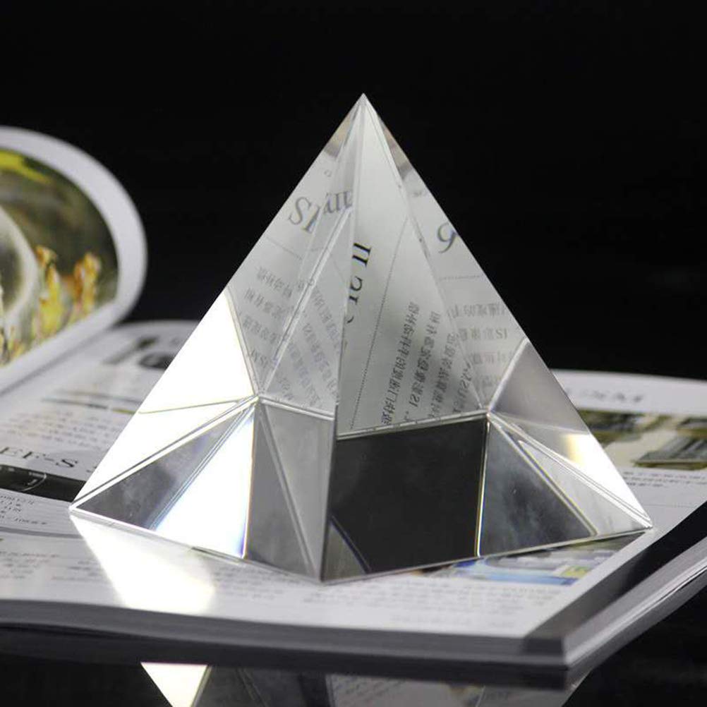 1pc Clear Crystal Prism Glass Pyramid Home Decor Desk Ornament - Feng Shui Healing, Meditation & Office Desk Decor for Positive Energy & Good Vibes