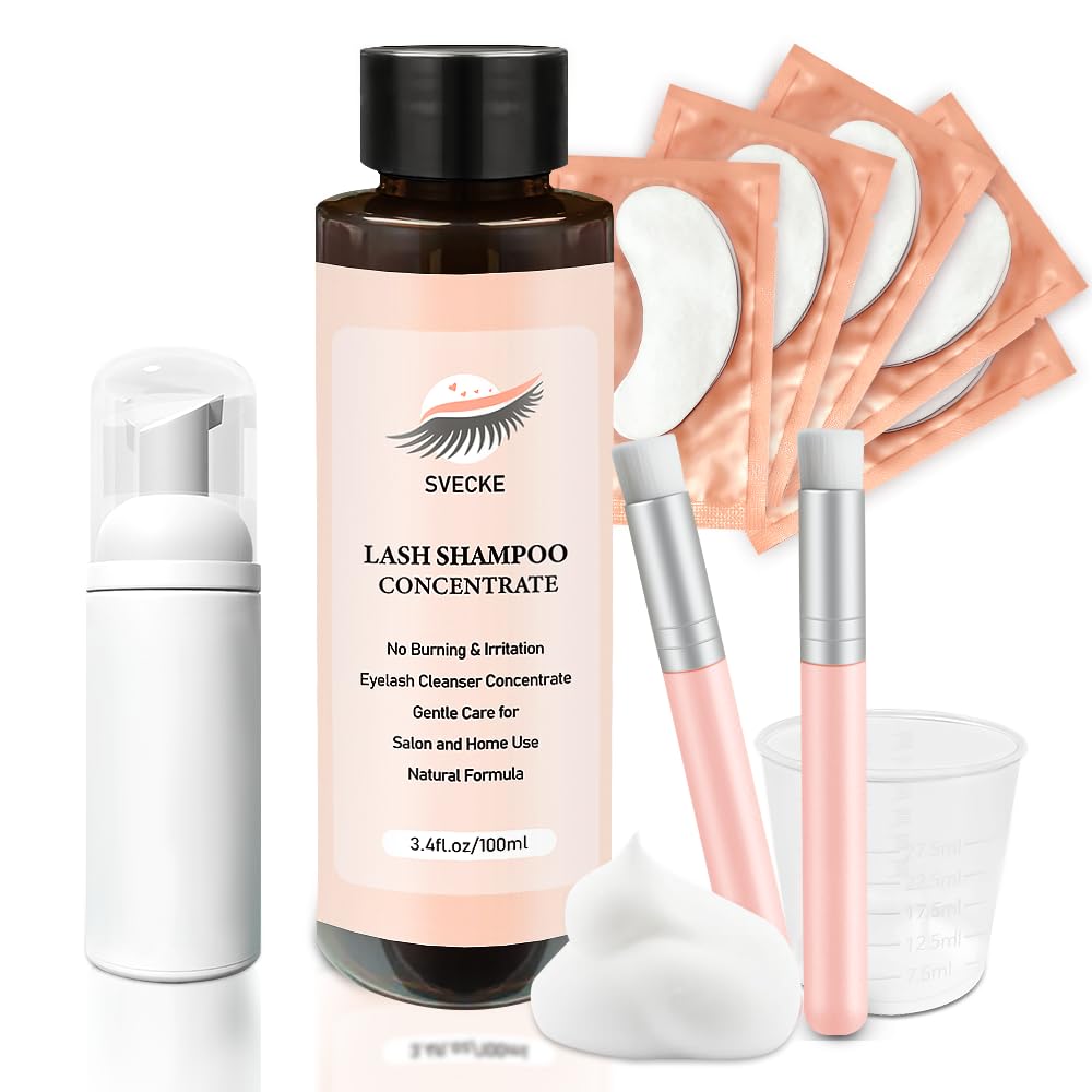 Lash Shampoo Concentrate 100ml - Oil-Free Eyelash Cleanser with Brush for Lash Extensions | Perfect for Daily Lash Care