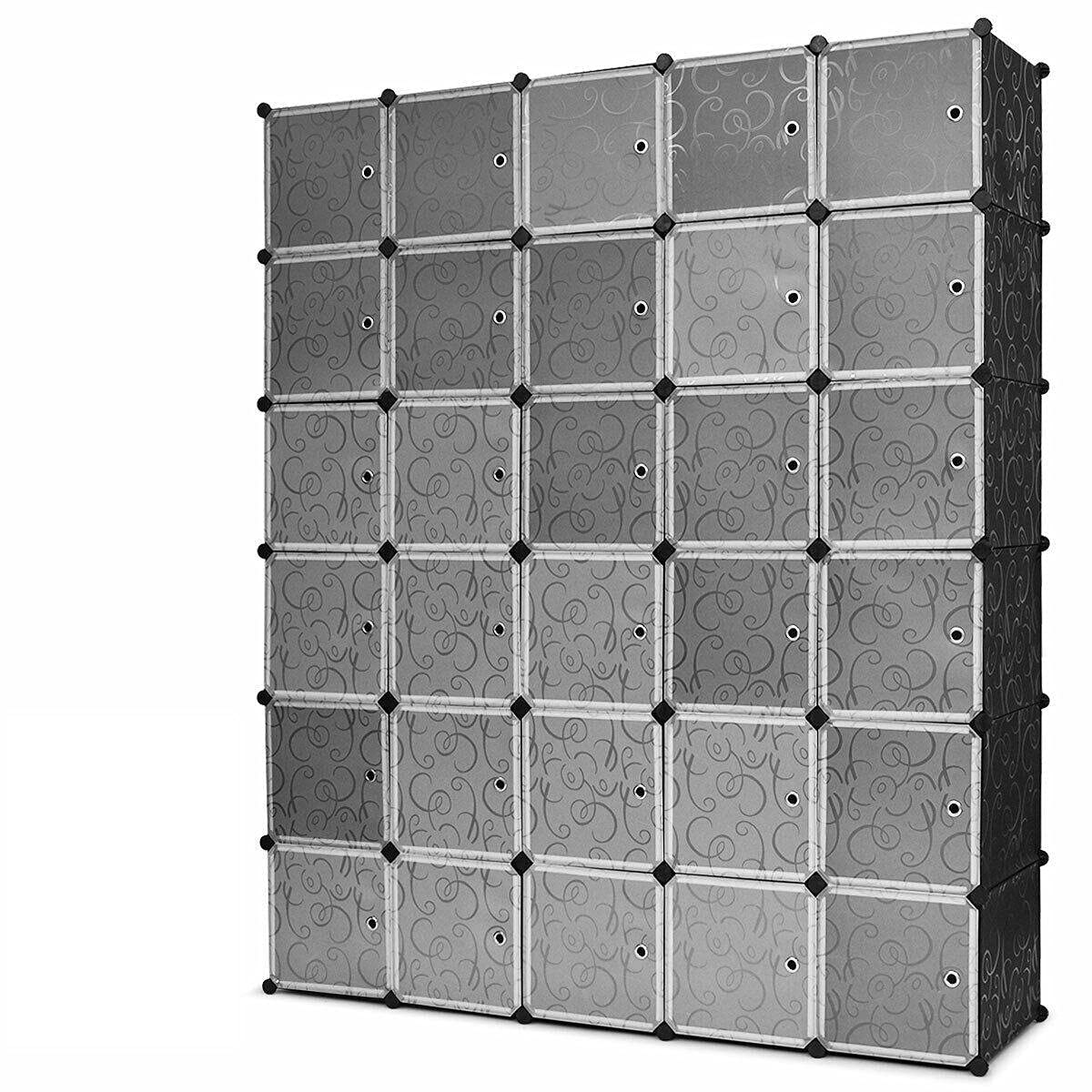 30-Cube Portable Closet Organizer with Doors - Foldable Wardrobe Cabinet for Clothes, Shoes & Toys - Space-Saving Storage Solution for Bedroom, Bathroom & Garage Organization