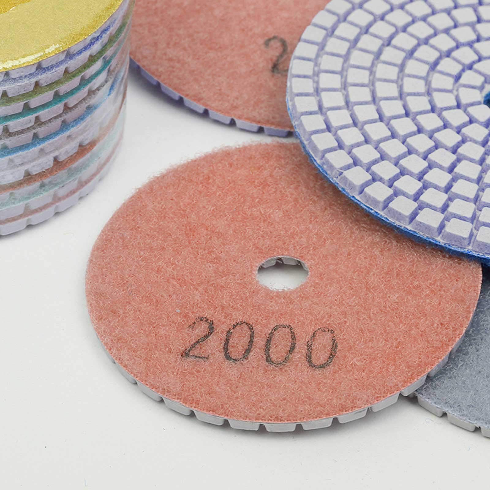 10Pcs 4 Inch Diamond Polishing Pads with Aluminum Backing Pad Set - Wet/Dry Grinding Discs for Angle Grinder - Perfect for Polishing Granite, Marble, Concrete, Tile & Stone (Ideal for Countertops, Floors & DIY Projects)