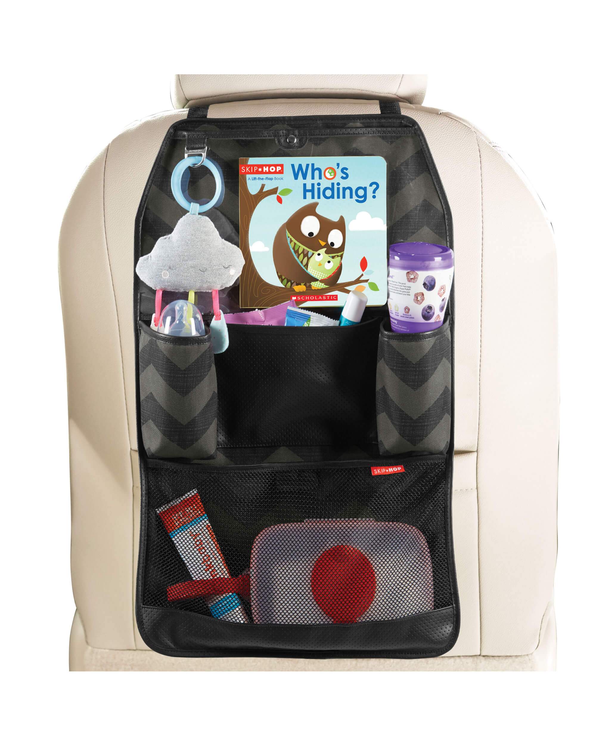 Skip Hop Backseat Organizer - Car Seat Organizer with Tonal Chevron Design for Baby Essentials & Toys - Perfect for Road Trips & Family Travel