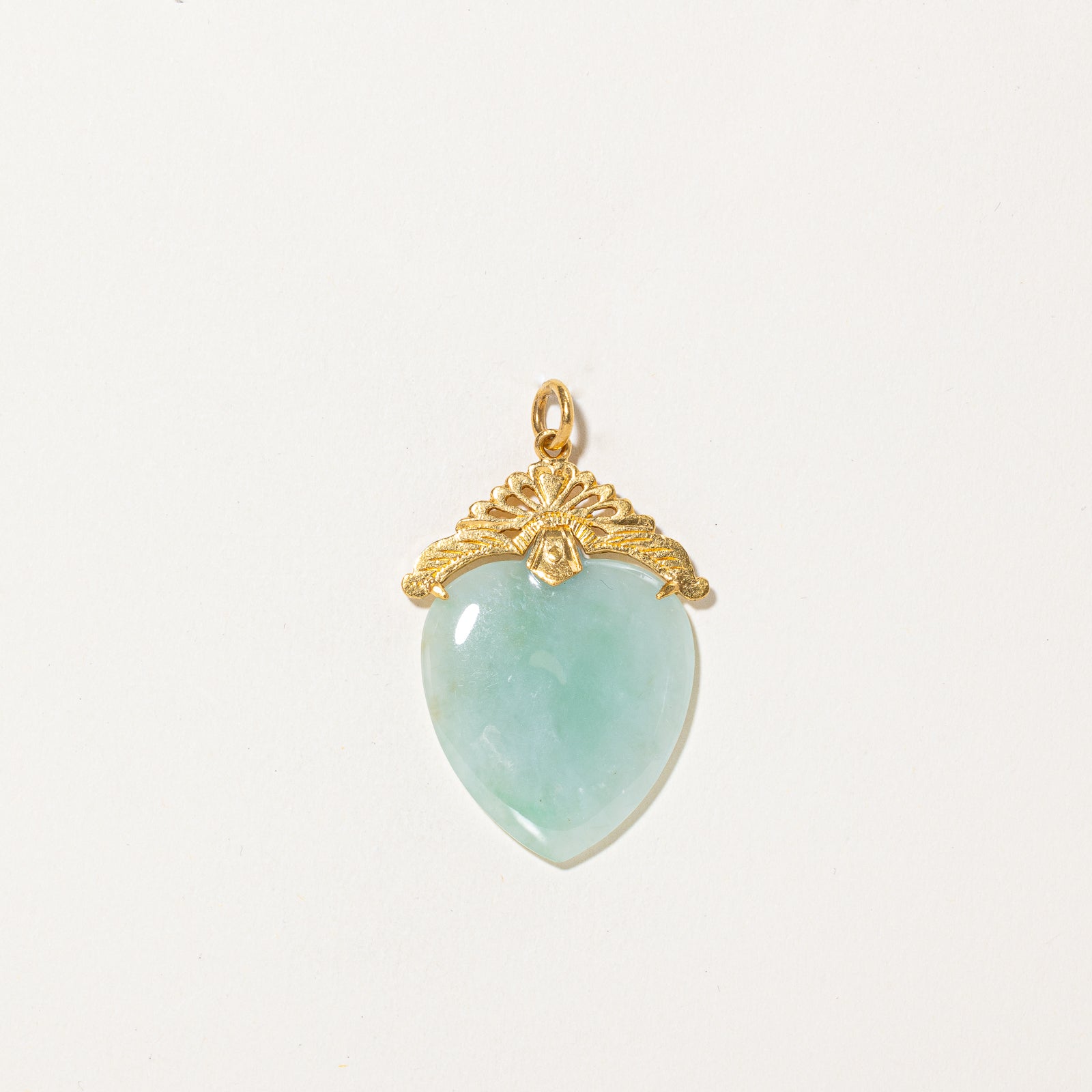 24K Gold Heart Cut Jadeite Pendant Necklace - 35.00 Carat Natural Green Jade Jewelry for Women | Perfect Gift for Anniversary, Valentine's Day & Special Occasions