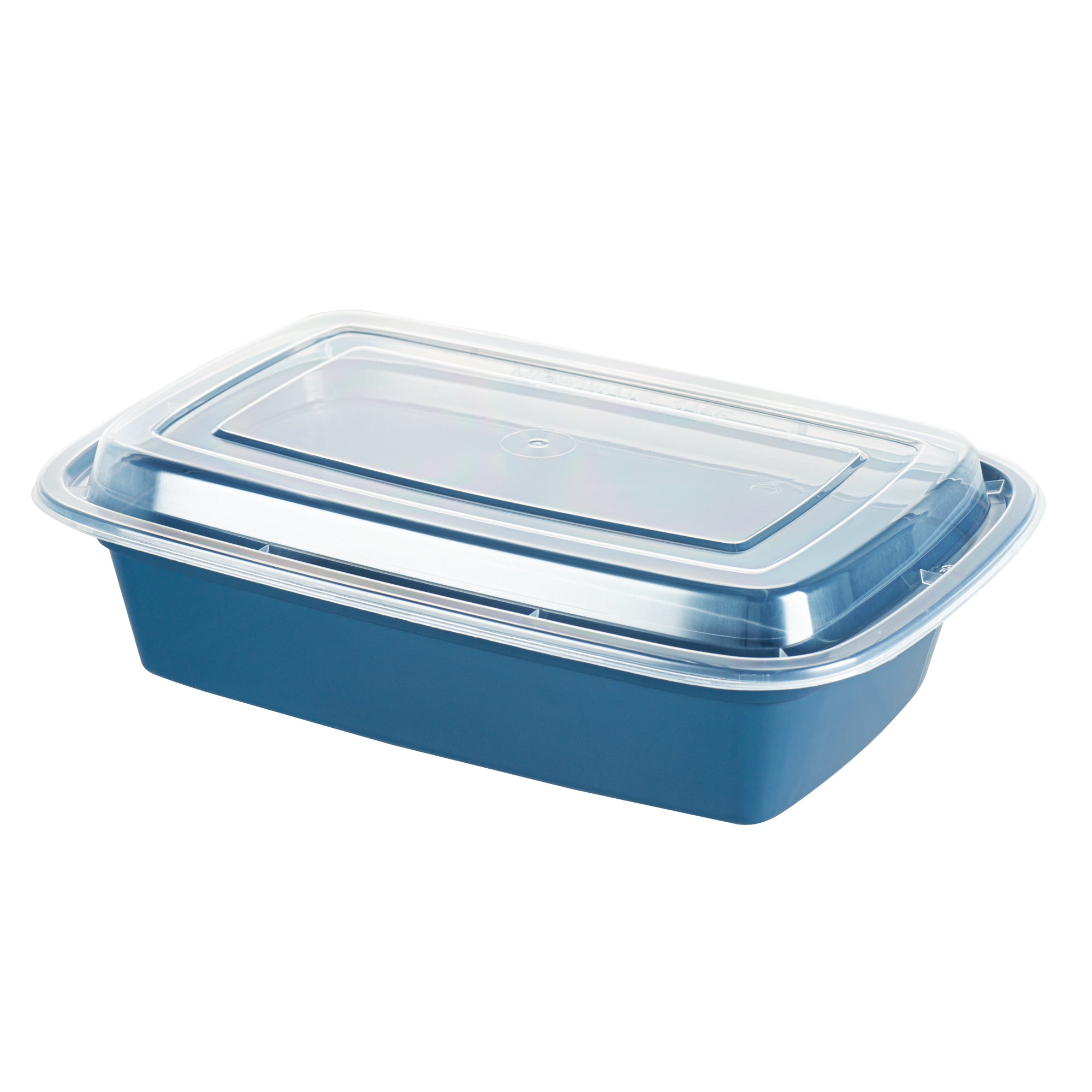 38 oz Rectangle Midnight Blue Plastic To Go Containers with Clear Lids - 100 Pack (8.75
