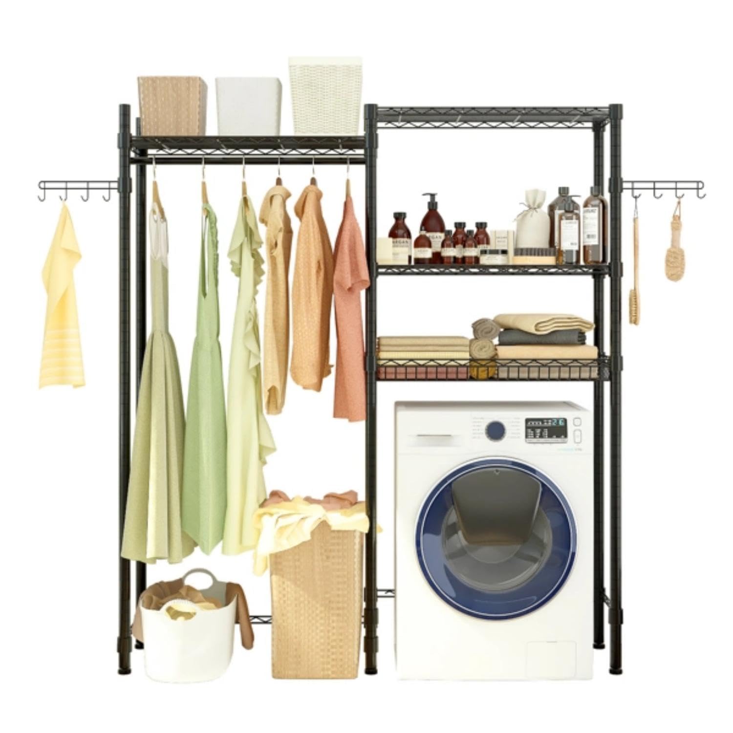 4-Tier Over Washer and Dryer Shelf - Freestanding Metal Laundry Room Storage Organizer (57.5