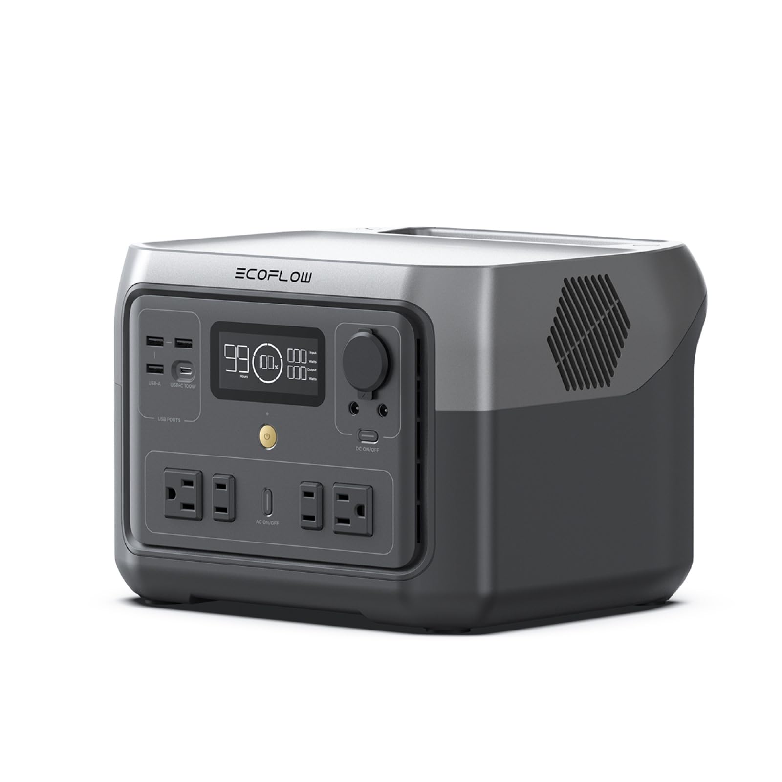 EF ECOFLOW RIVER 2 Max 500W Portable Power Station - 499Wh LiFePO4 Solar Generator with 1-Hour Fast Charging | 1000W Output for Camping, RV Trips, Emergency Backup & Off-Grid Living (Solar Panel Compatible) - Perfect for Outdoor Adventures, Power Outages & Mobile Workstations