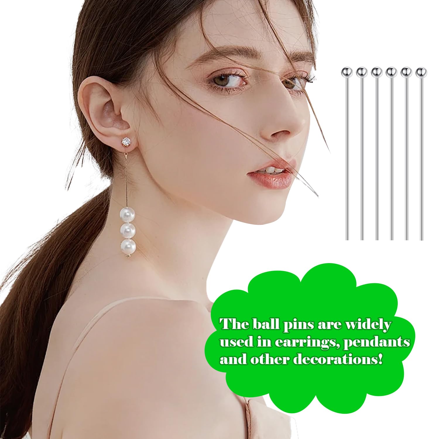 200Pcs Stainless Steel Jewelry Ball Head Pins, 0.79 inch/20mm Round Head Beading Pins for DIY Earrings, Necklaces & Craft Making - Perfect for Jewelry Design, Beadwork & Handmade Gifts