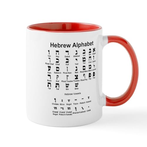White/Red Inside - Hebrew Alphabet Mug