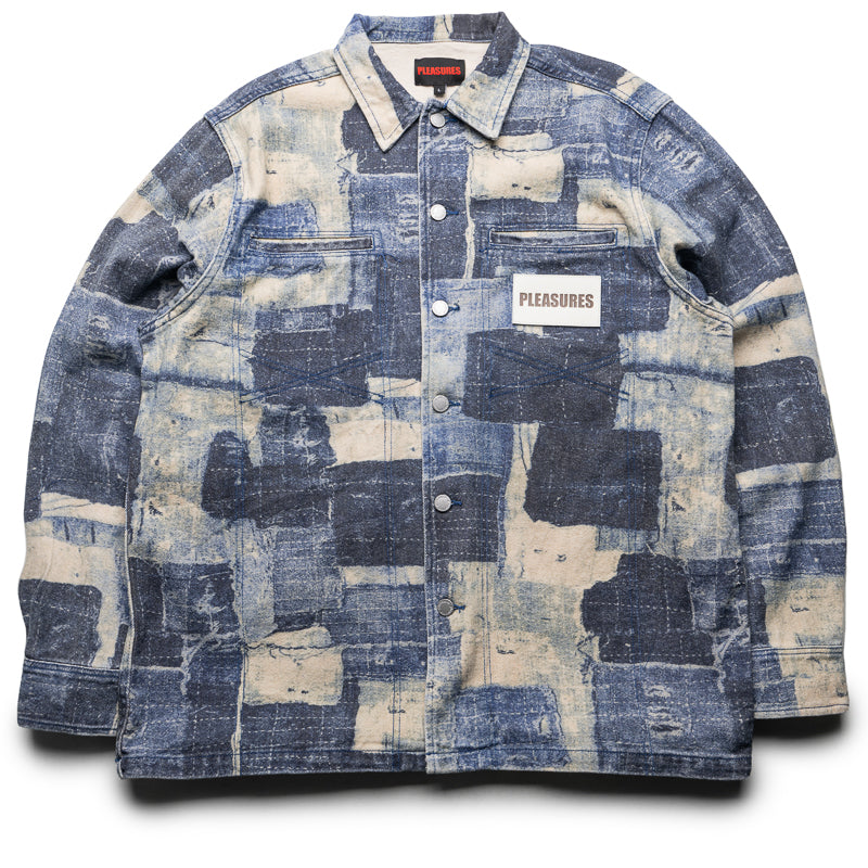 Pleasures Boro Work Jacket - Vintage Indigo Denim Jacket for Men & Women | Streetwear Fashion, Casual Outfit, Urban Style