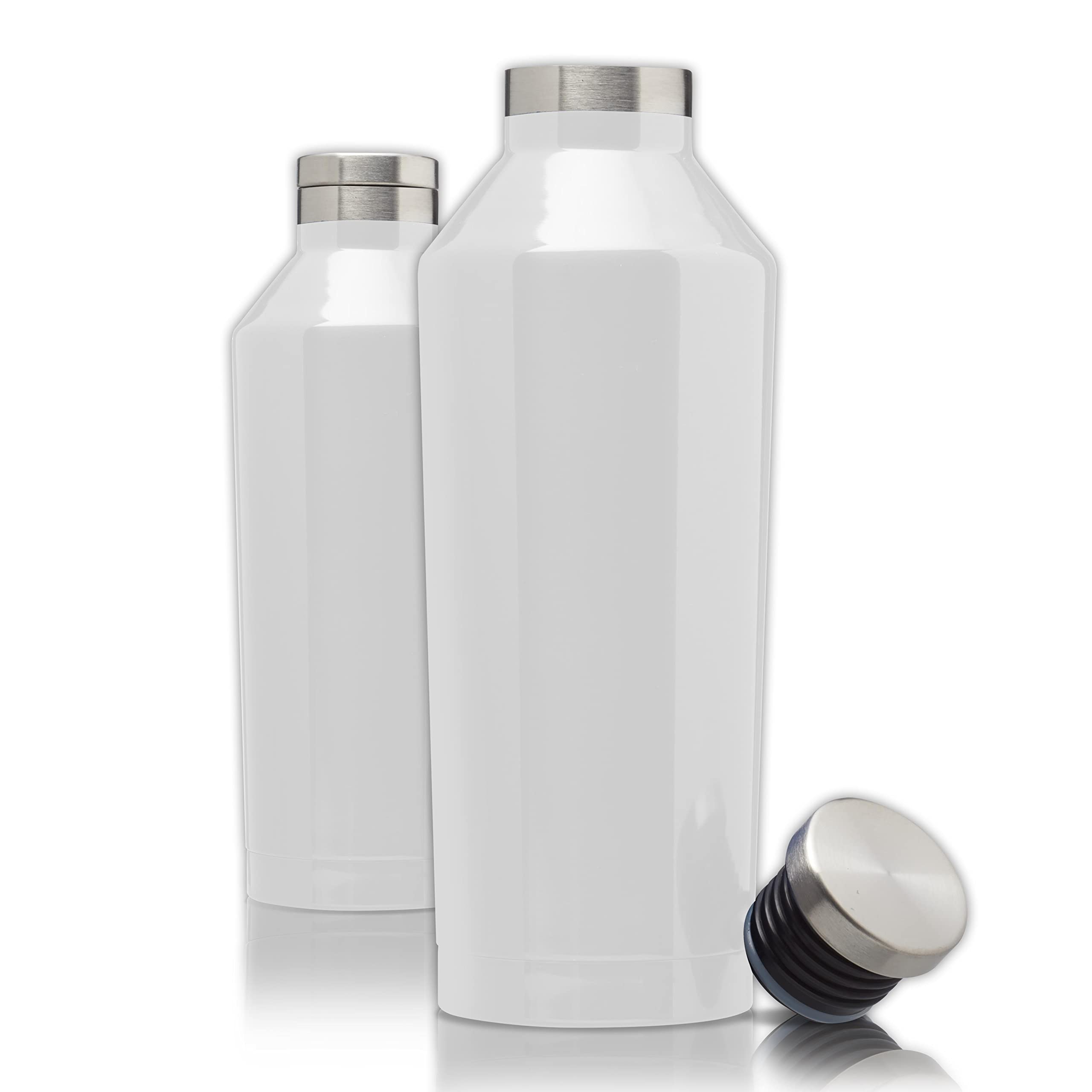 Premium 17oz Stainless Steel Water Bottles Set of 6 - Double Wall Vacuum Insulated for Hot & Cold Drinks - Bulk Pack White Bottles for Office, Gym, Camping & Outdoor Activities