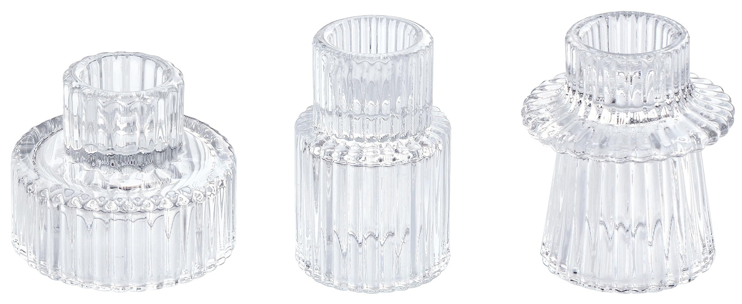Vixdonos Clear Glass Tealight Candle Holders - Set of 3 for Wedding Centerpieces, Dinner Party Decor & Home Table Decorations - Perfect for Romantic Ambiance, Holiday Decor & Special Occasions