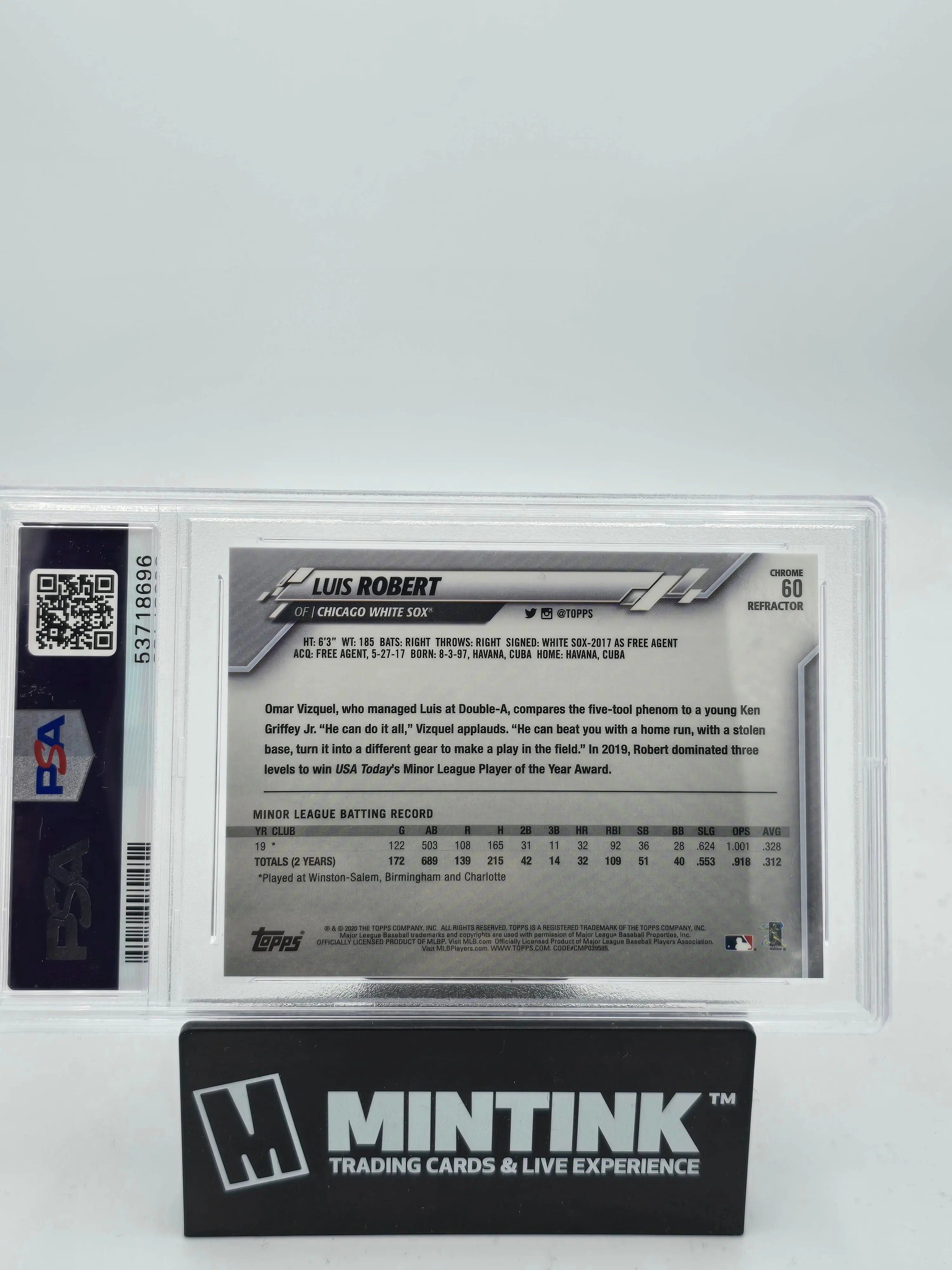 2020 Topps Chrome Baseball Luis Robert RC Rookie Refractor PSA 9 #60 - Collectible Baseball Card for Sports Memorabilia & Investment
