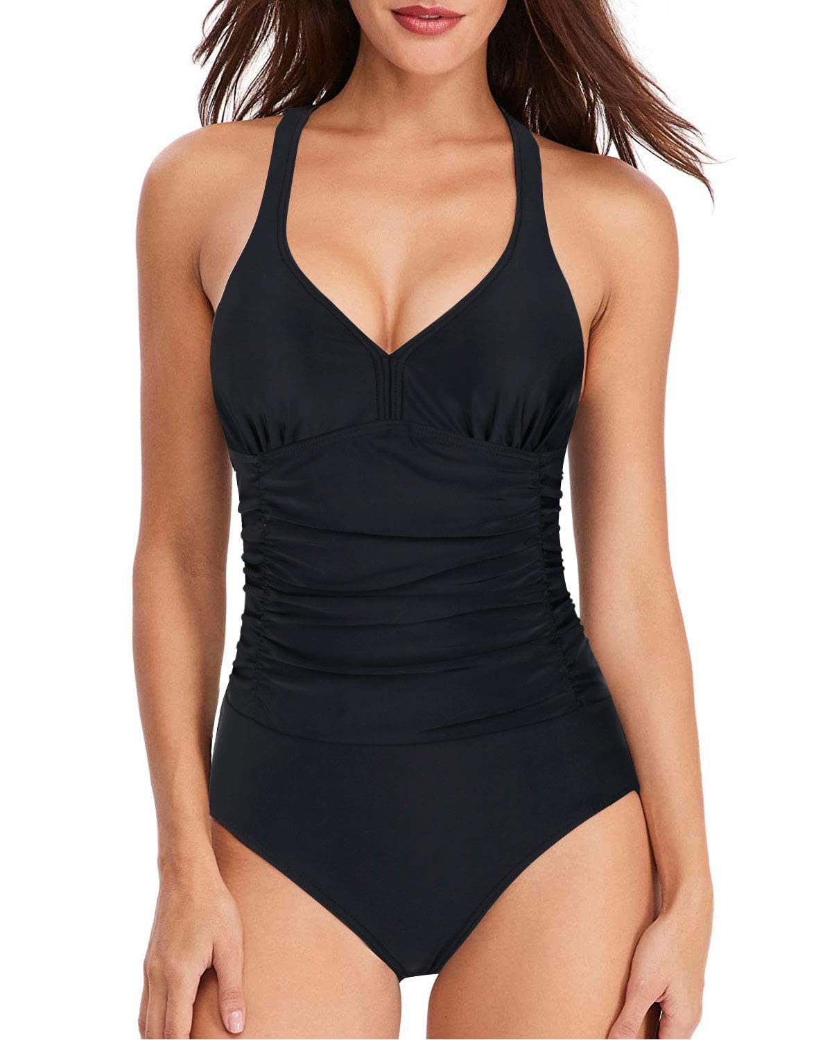 WAVELY One Piece Bathing Suits for Women - Tummy Control Vintage Swimwear with Ruched Design for Ladies | Beach, Pool & Vacation Swimsuits
