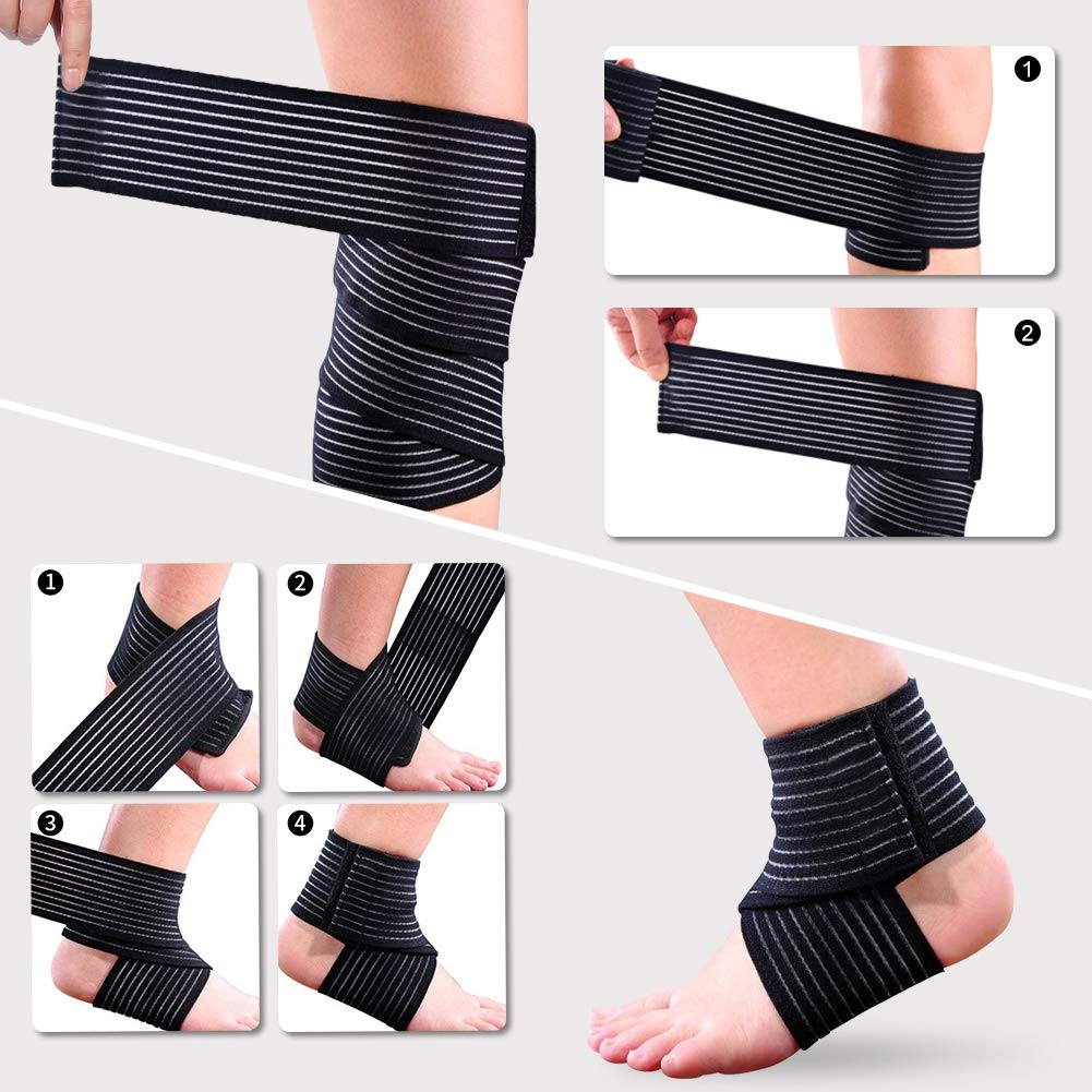 Elastic Compression Bandage Wrap - Black High Elasticity Calf & Thigh Support Knee Brace for Sports Injuries - Football, Basketball, Running & Workout Support - Ideal for Athletes, Post-Surgery Recovery & Joint Pain Relief