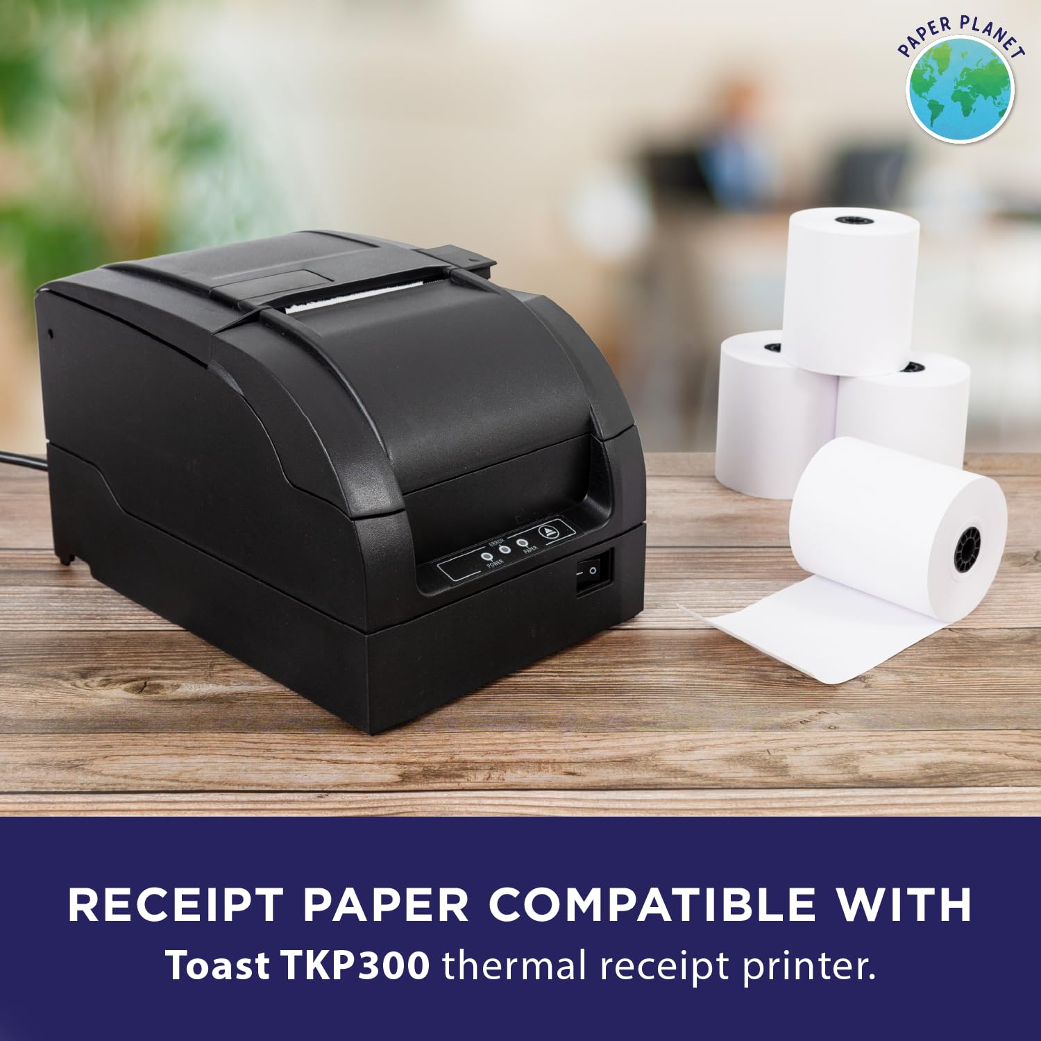 TKP300 Compatible Thermal Printer Paper - 20 Rolls 1-Ply White Bond Paper for Kitchen Printers (Works with TKP300/SNBC/BTP-M300) | Perfect for Restaurant Receipts, Toast Printing & Food Labeling