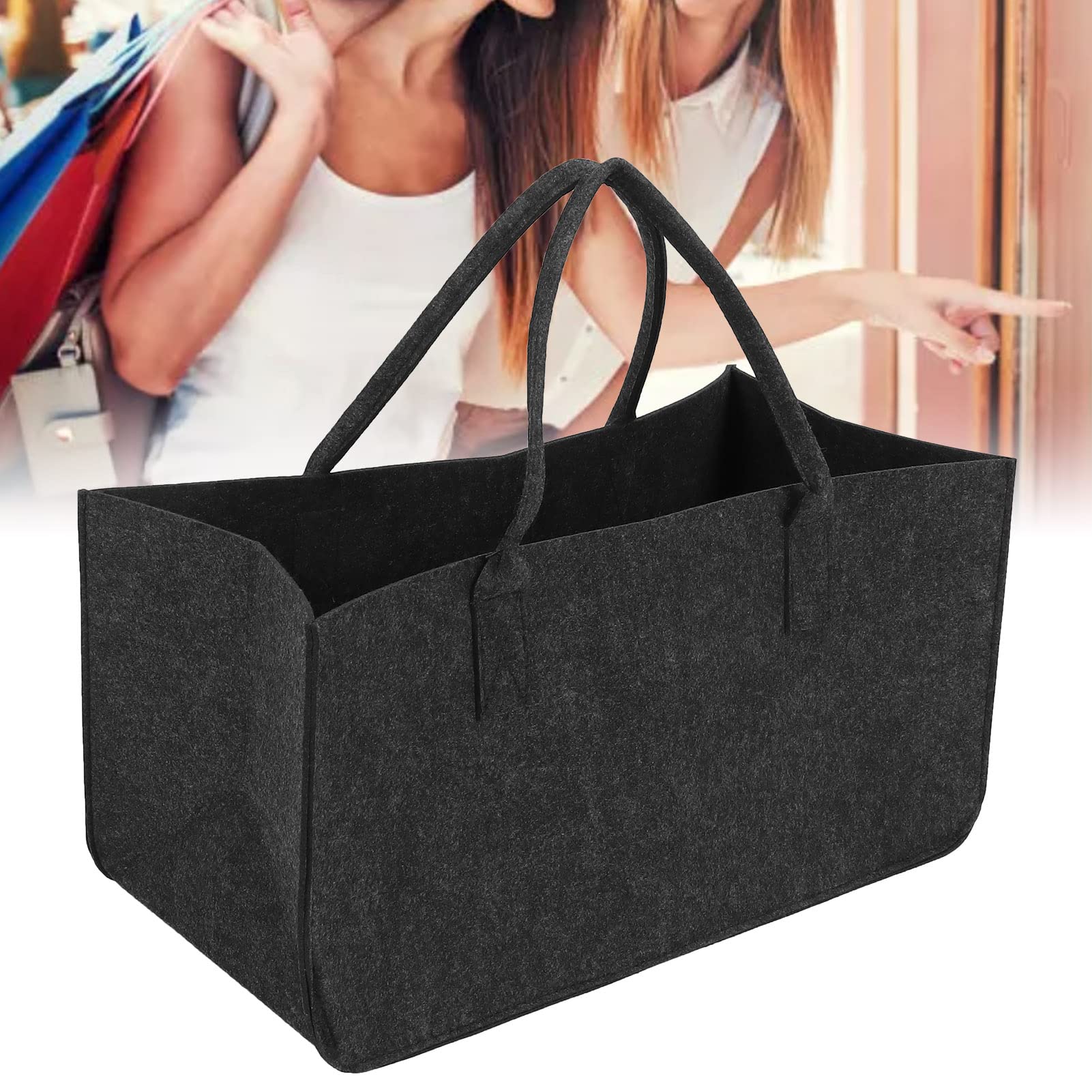 HURRISE Foldable Felt Storage Baskets - Handmade Rectangular Organizer for Clothes, Shopping & Travel | Perfect for Car Storage, Home Organization & Gift Giving