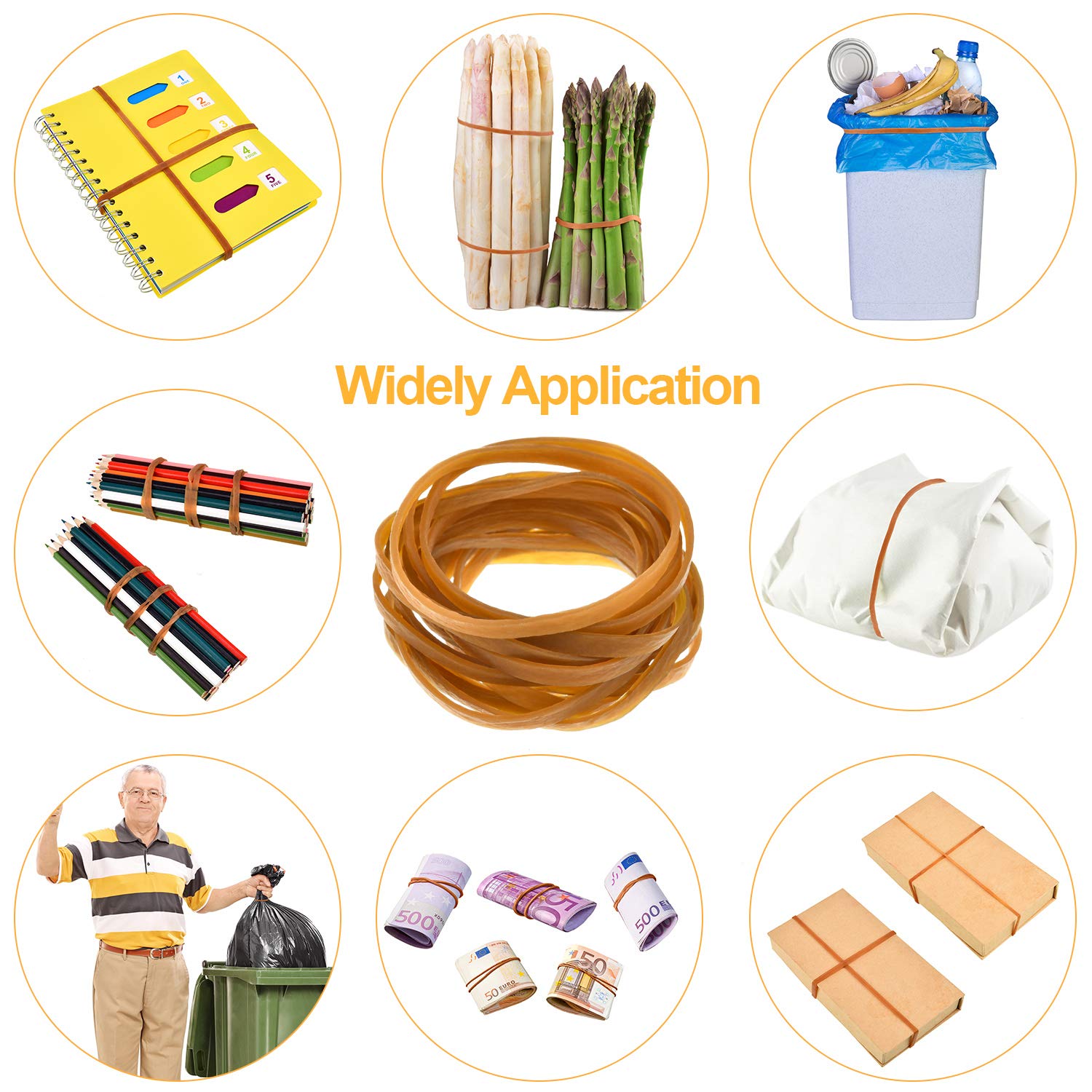 100-Piece Strong Elastic Rubber Bands for Office & Home - File Folders, Wrapping, Trash Can Bands (4x0.25 Inch) - Durable Organizing Supplies for Documents, Storage & Household Use