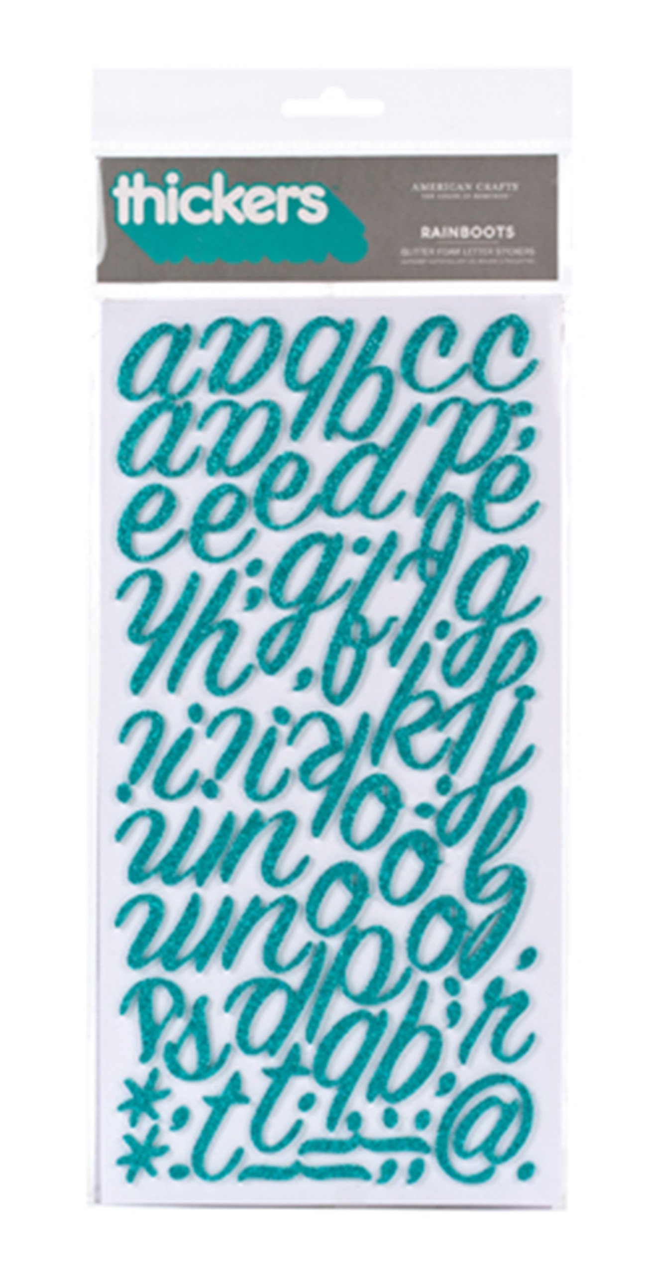 American Crafts Thickers Glitter Foam Letter Stickers - Rainboots Aqua Color | DIY Scrapbooking, Card Making, Home Decor & Craft Projects