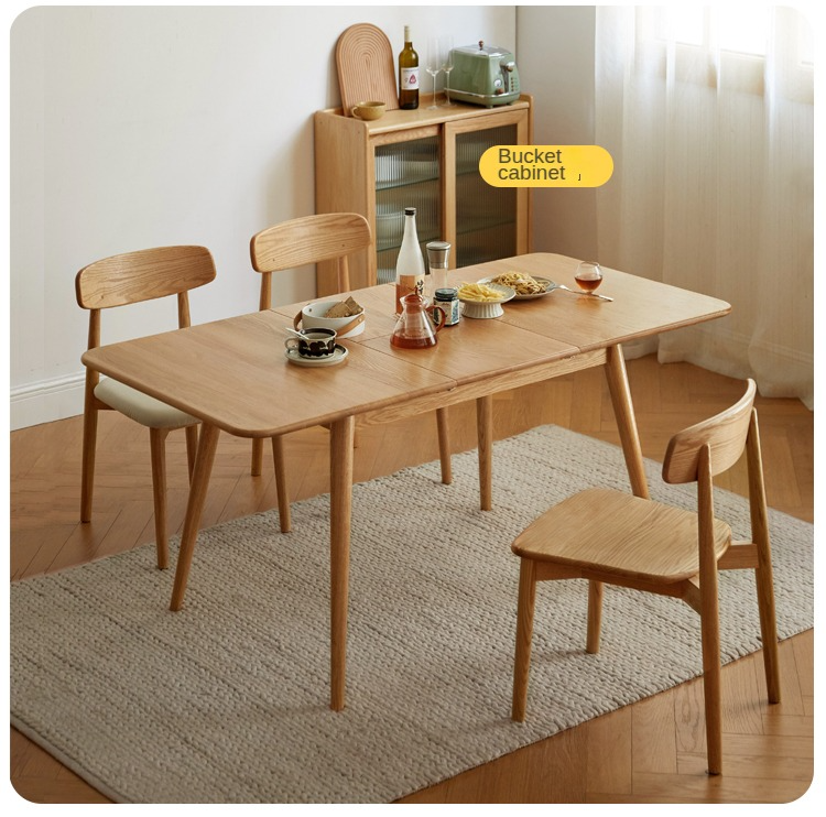 Solid Oak Wood Extendable Dining Table - Expandable for 6 to 8 People - Perfect for Small Spaces & Family Gatherings