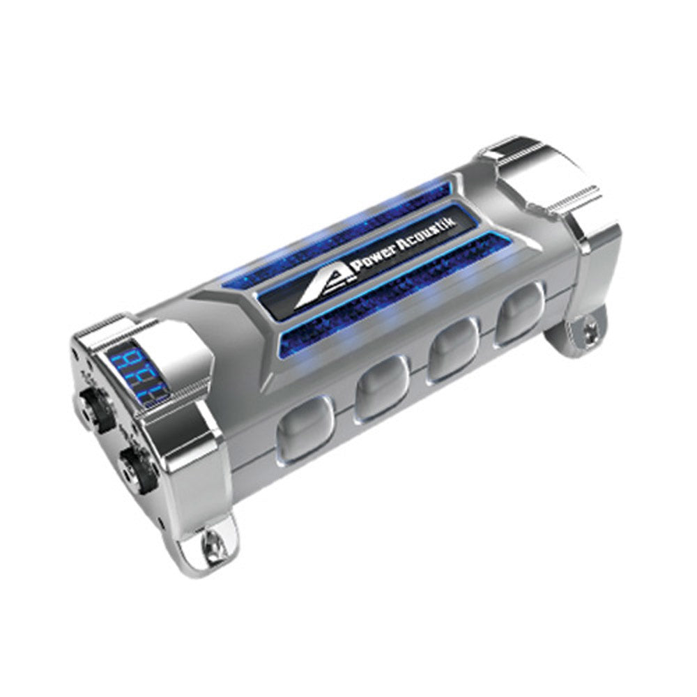 Power Acoustik PCX 5F 5.0 Farad Digital Car Audio Capacitor - Enhance Bass & Prevent Headlight Dimming for Car Audio Systems