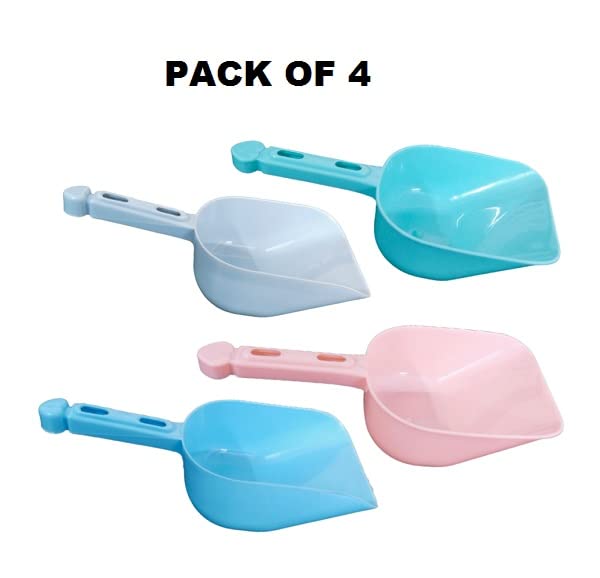 CSM Multipurpose Plastic Scoop Set - 4 Pack for Grain, Flour, Sugar, Coffee, Spices | Durable Kitchen Measuring Scoops for Baking, Cooking & Food Storage | BPA-Free Plastic Scoops with Ergonomic Handle