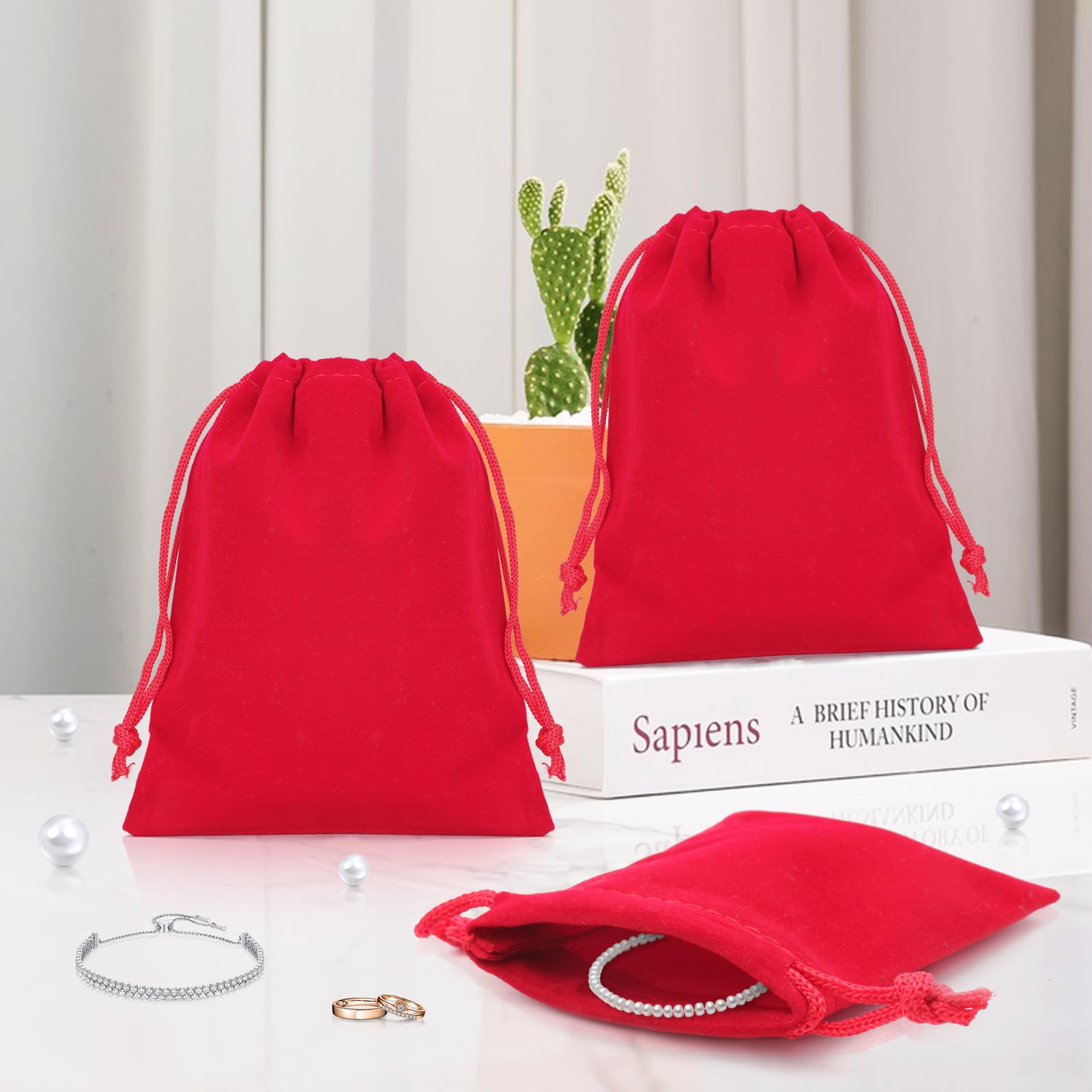 G2PLUS 20PCS Red Velvet Jewelry Pouches with Drawstring - 4.7x5.9 Inch Small Gift Bags for Wedding Favors, Christmas Gifts, Candy, Party Favors & Jewelry Storage - Perfect for Bridesmaid Gifts, Holiday Presents & Special Occasions