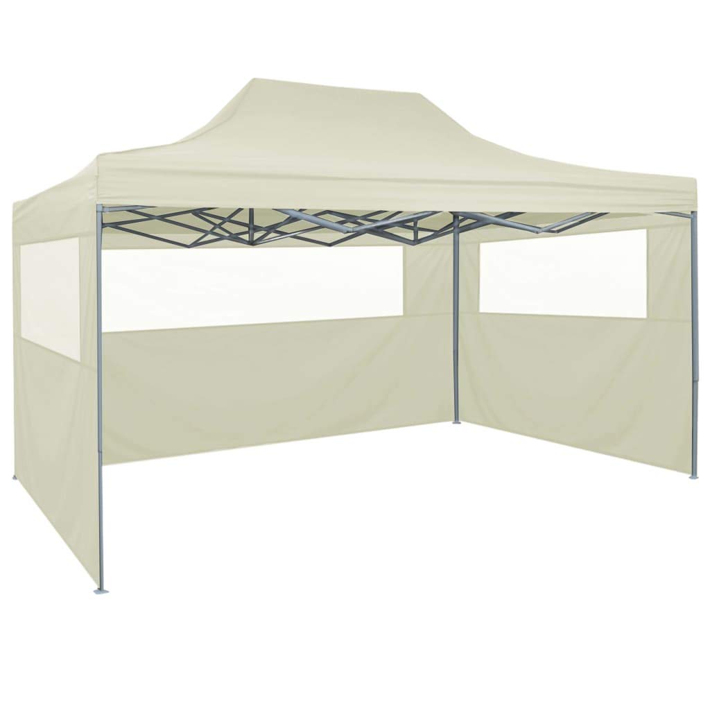 Estink 4x3m Pop Up Gazebo - Foldable Outdoor Party Tent with Clear Windows & Sun Shade in Cream | Perfect for Garden, Patio, Weddings & Outdoor Events