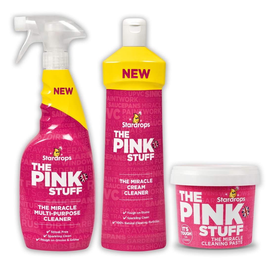 The Pink Stuff Miracle Cleaning Paste & Sponge Set - 3 Pack | Mrs Hinch Approved | Deep Clean Kitchen, Bathroom & Stainless Steel | Eco-Friendly Scrub for Tough Stains