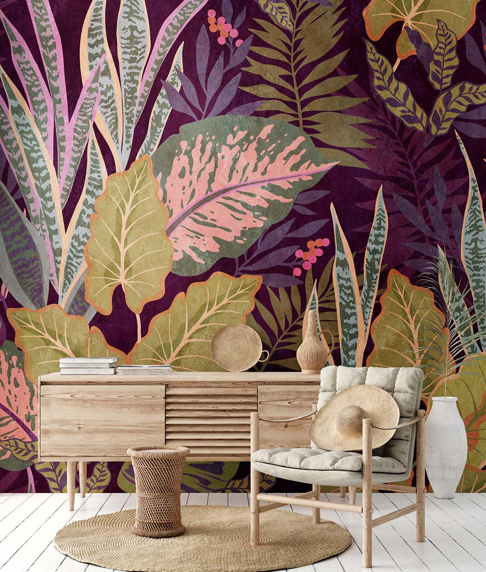 Exotic Leaves Wall Art - Tropical Foliage Decor for Living Room, Bedroom & Office - Unique Home Decor & Gift Idea