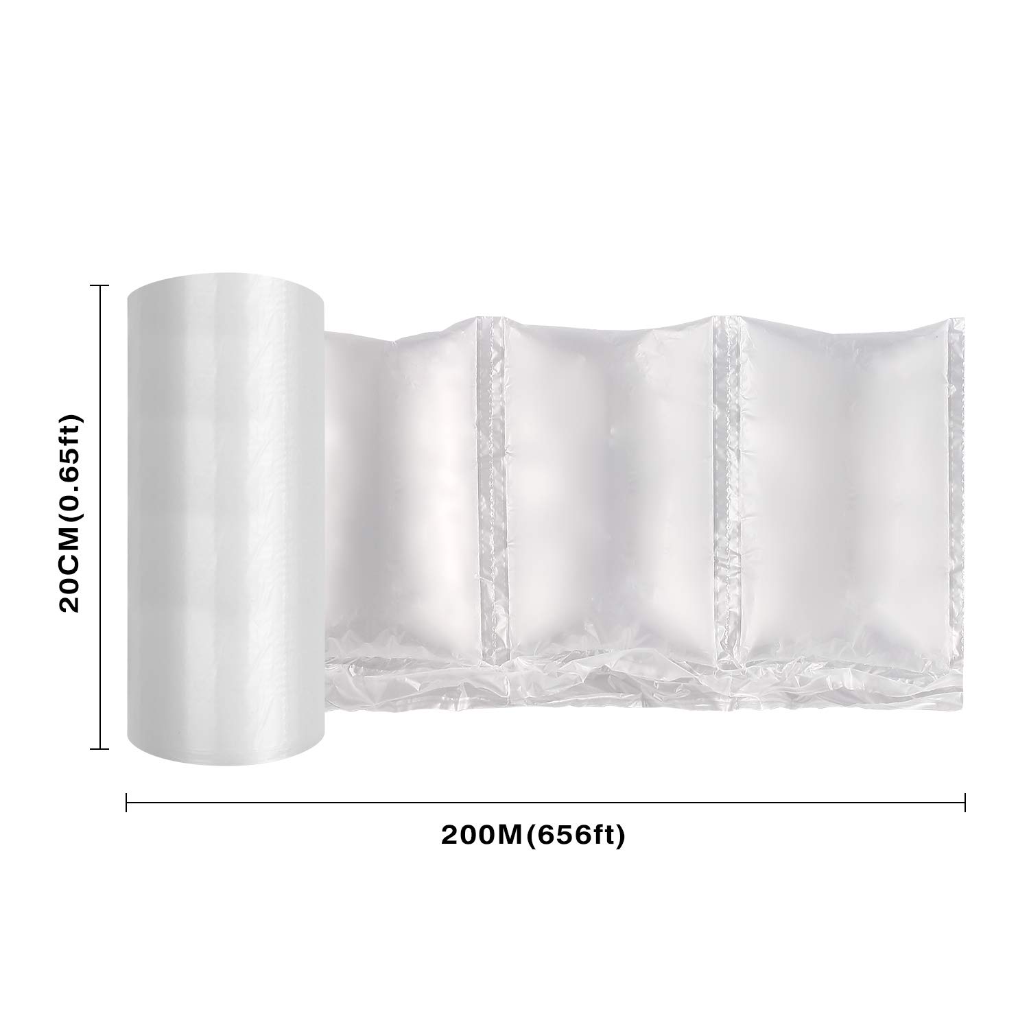 Air Cushion Film Roll - 200mm x 100mm x 200m Bubble Wrap Packaging (2 Rolls) for JZBRAIN Air Cushion Machine | Protective Cushioning for Shipping, Moving & Storage