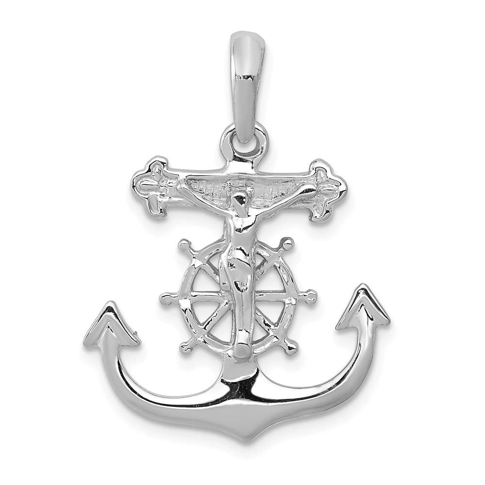 14k White Gold Mariner's Cross Pendant Necklace for Men & Women - 14kt Solid Gold Religious Jewelry - Perfect for Gifts, Baptism & Everyday Wear