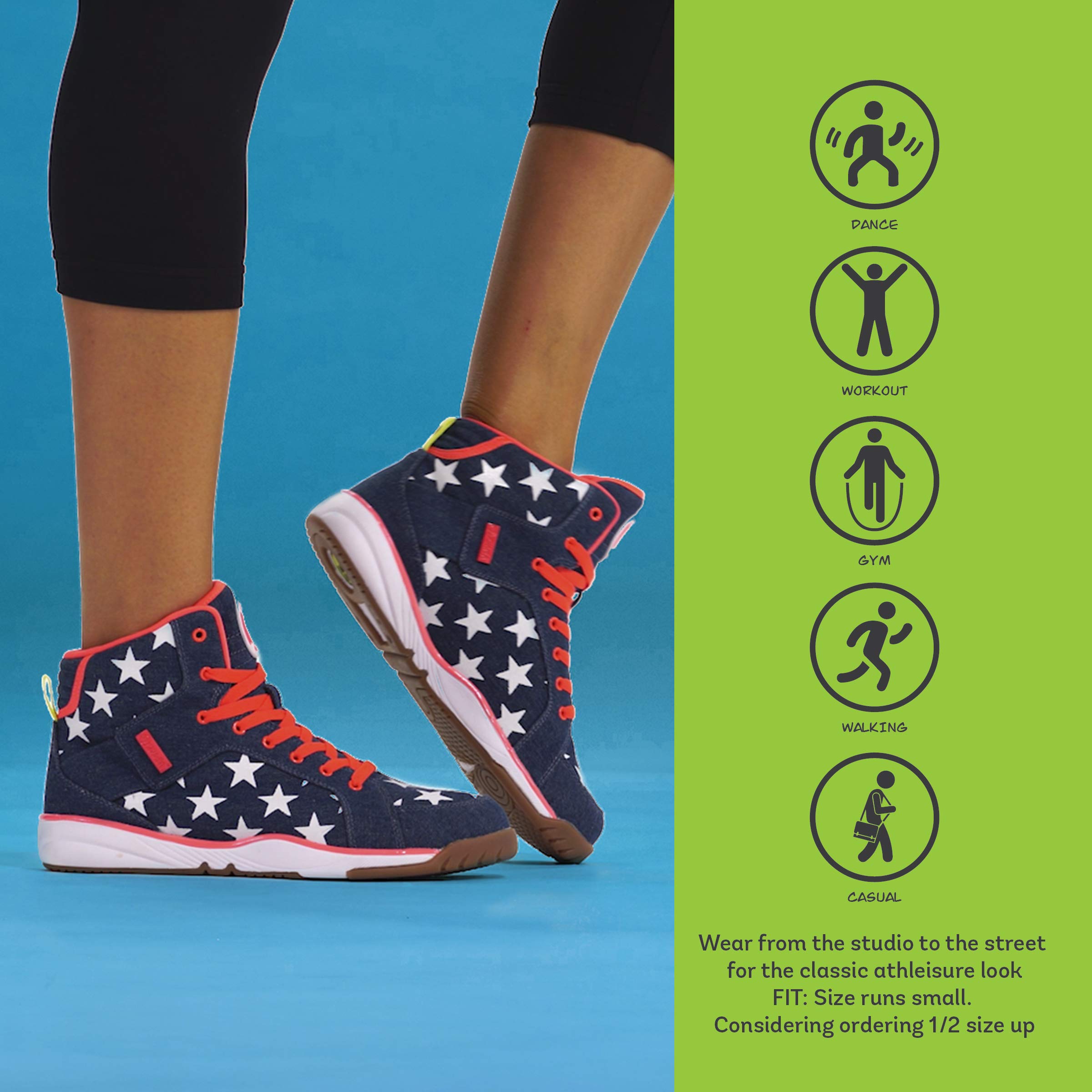 ZUMBA Women's Energy Boom High Top Athletic Shoes - Lightweight Dance Sneakers for Gym Workouts, Training, Zumba Classes & Fitness Routines - Perfect for Dance Parties, Aerobics, and Cardio Exercises