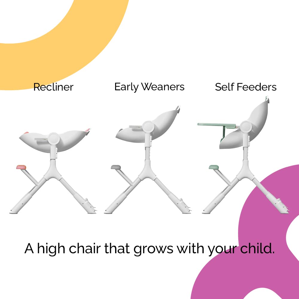 Oribel Cocoon Z High Chair & Baby Lounger - Adjustable Infant Feeding Chair for Babies & Toddlers (Cotton Candy Pink) | Perfect for Dining, Playtime & Relaxation at Home