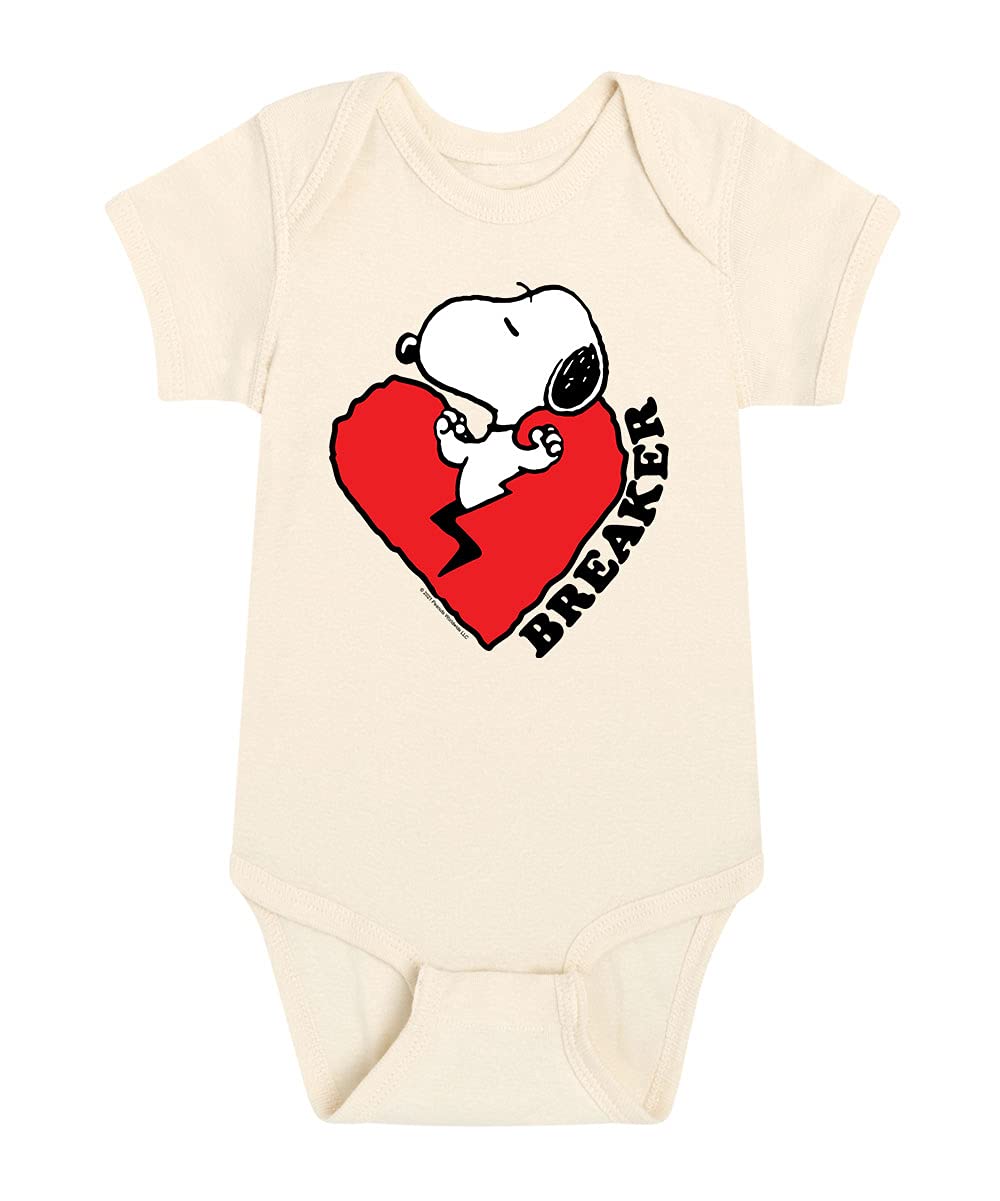 Peanuts Hybrid Apparel Heart Breaker Baby Bodysuit - Soft Cotton Infant Onesie for Boys & Girls | Perfect for Family Photos, Daily Wear & Gift Giving