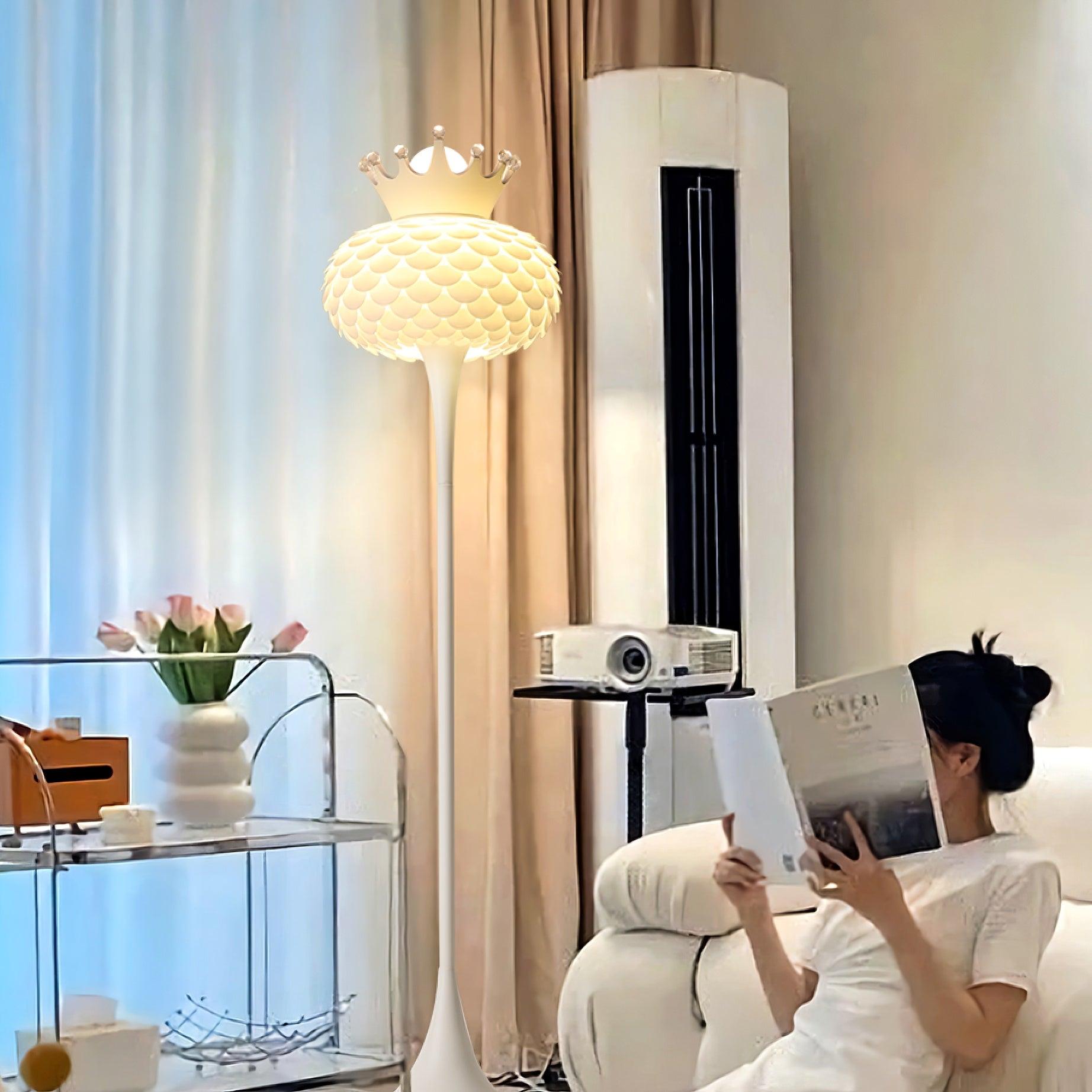 Aluvia Crown Floor Lamp - Modern LED Standing Light with Adjustable Brightness, Perfect for Living Room, Bedroom, or Office Decor