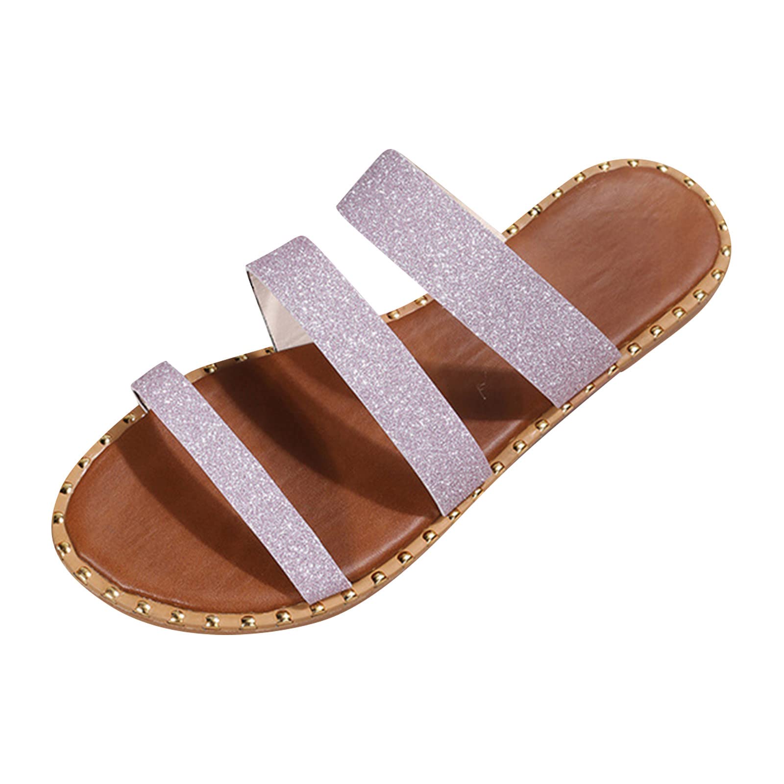 Women's Summer Rhinestone Glitter Slides - Cozy House Slippers & Shower Shoes - Cute Comfortable Slippers for Indoor/Outdoor Wear, Beach, Poolside & Home Use