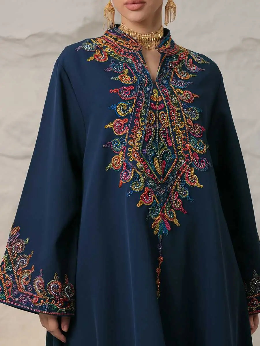 Elegant Eid Embroidery Caftan Dress - Traditional Jalabiya Kaftan for Women - Perfect for Eid Celebrations, Weddings & Special Occasions