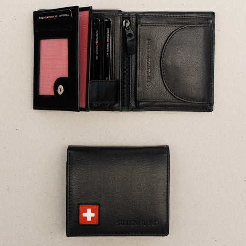 Premium Swiss Leather Wallet for Men - Slim RFID Blocking Bifold Wallet with Money Clip (Black) | Ideal for Everyday Carry, Travel & Business Use