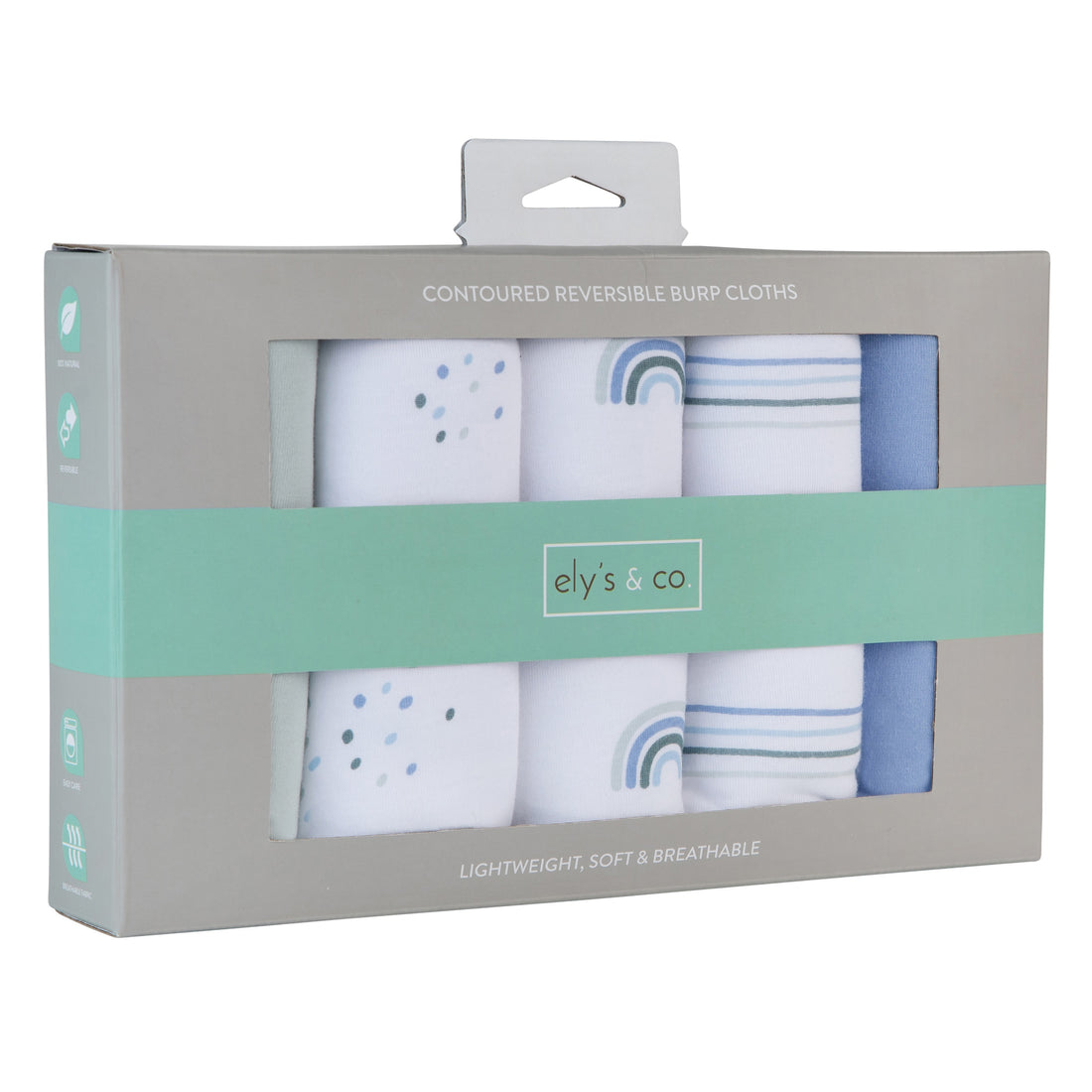 Ely's & Co. Ultra Soft Contoured Jersey Cotton Burp Cloths for Babies - 5 Pack, Absorbent & Gentle on Skin - Perfect for Feeding, Spit-Up & Messy Moments