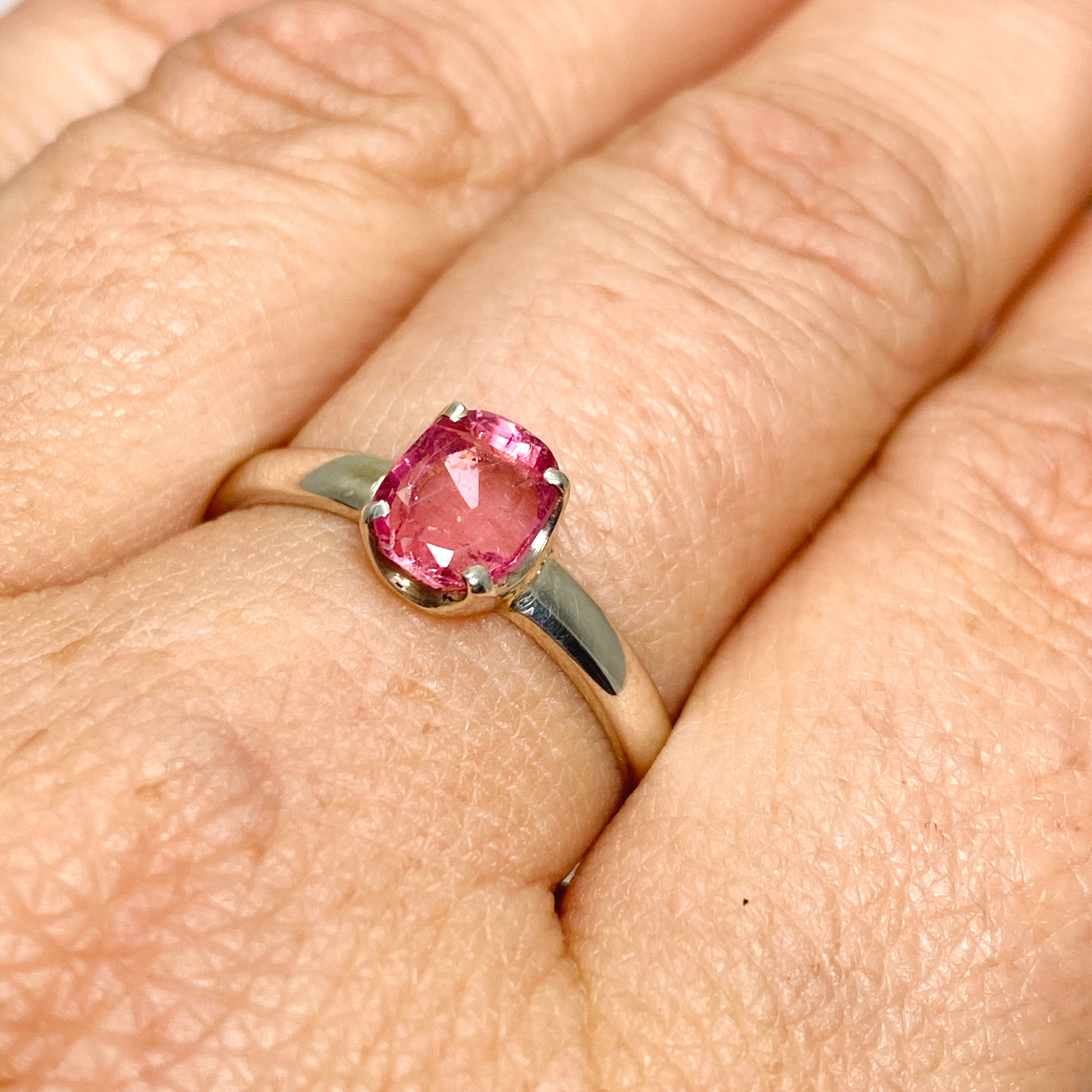Pink Tourmaline Oval Faceted Ring - Size 9 Sterling Silver Women's Jewelry - Perfect for Engagement, Anniversary & Gift Giving