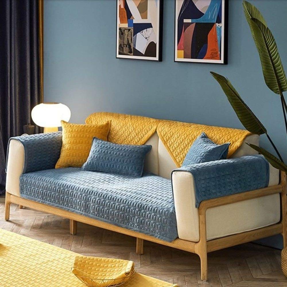 Modern Simple Solid Color Sofa Cover - Plush Fabric Couch Protector for Living Room, L Shape Sofa, Armrest & Pillowcase (110x240cm) - Home Decor, Pet-Friendly & Spill-Proof Sofa Towel for Daily Use, Parties & Family Gatherings