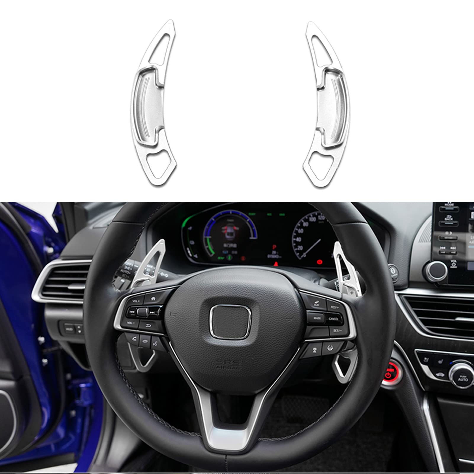 Premium Aluminum Alloy Paddle Shift Steering Wheel Shifter Extension - Compatible with Honda Accord, Odyssey, Civic, CR-V, Acura & More - Silver Finish - Enhance Driving Performance for Racing & Daily Commute