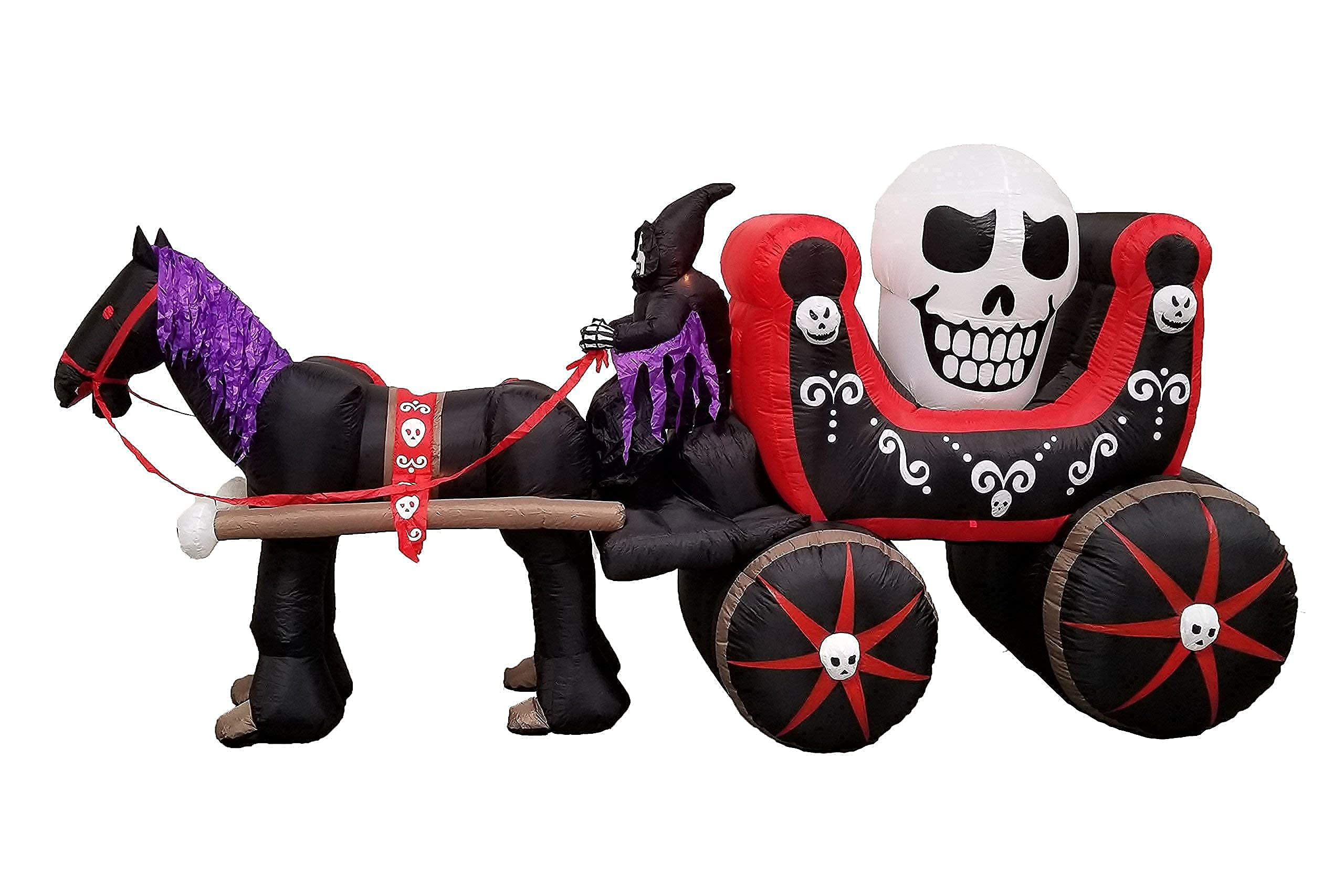 12ft Inflatable Skeleton Horse & 9ft Haunted Tree Halloween Decorations Bundle - Spooky Ghost, Skull, Pumpkin, Owl & Tombstone with Lights for Outdoor Party Decor