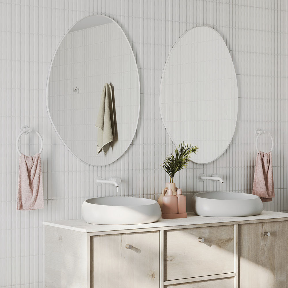 Fienza FMPA90120B Pebble Matte Black Asymmetrical Framed Wall Mirror - 35.4