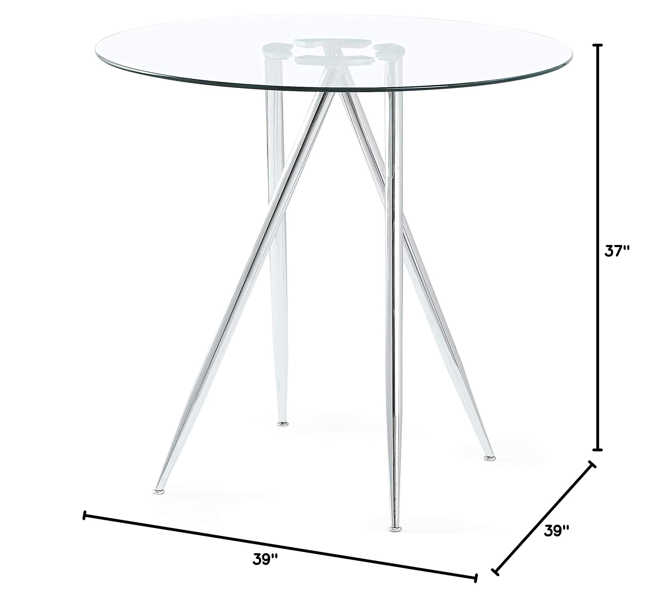 Modern Glass Bar Table with Chrome Legs - Stylish & Durable Counter Height Table for Kitchen, Dining Room or Home Bar - Global Furniture USA